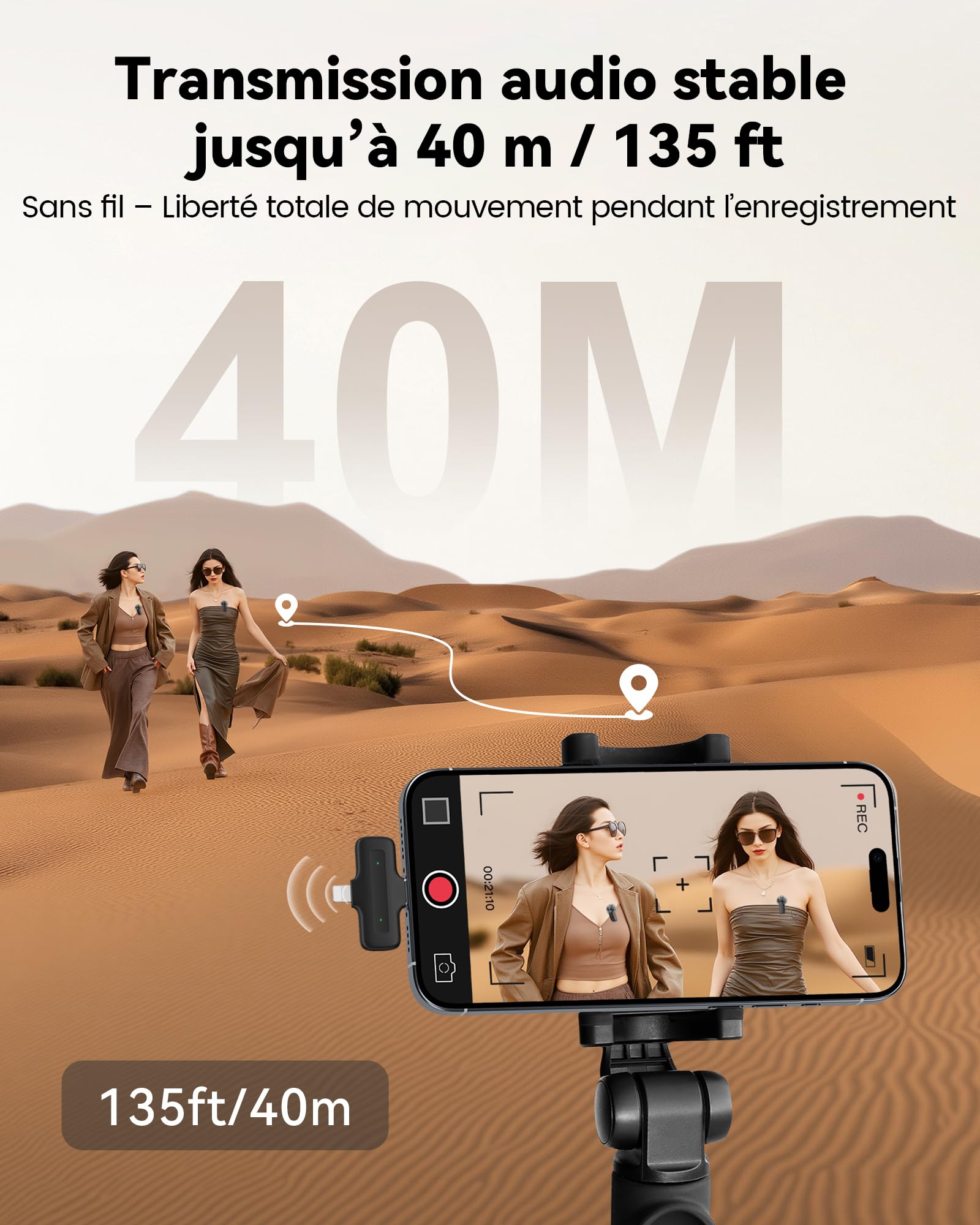 Micro Cravate Sans Fil avec Boîtier de Charge pour lPhone, lPad et Android , Mini Microphone Sans Fil avec Réduction de Bruit, 36H d’Autonomie, Idéal pour Vidéo, YouTube, Vlog et Live Streaming