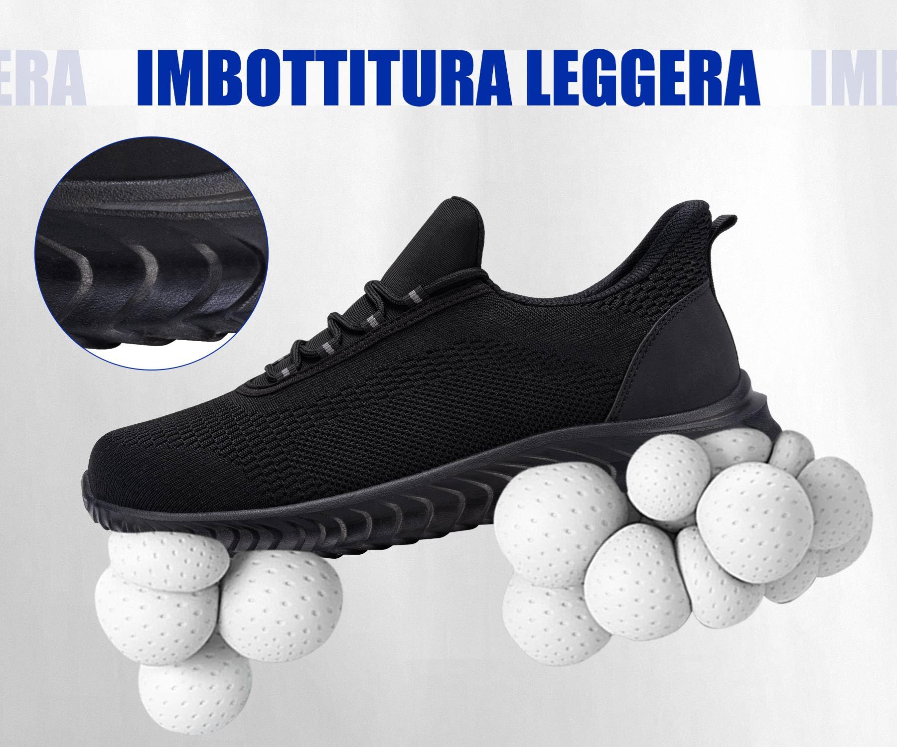 LARNMERN Scarpe Antinfortunistiche Uomo Leggere Scarpe Antinfortunistica Comodo con Punta in Acciaio Traspiranti Ammortizzazione Scarpe da Lavoro
