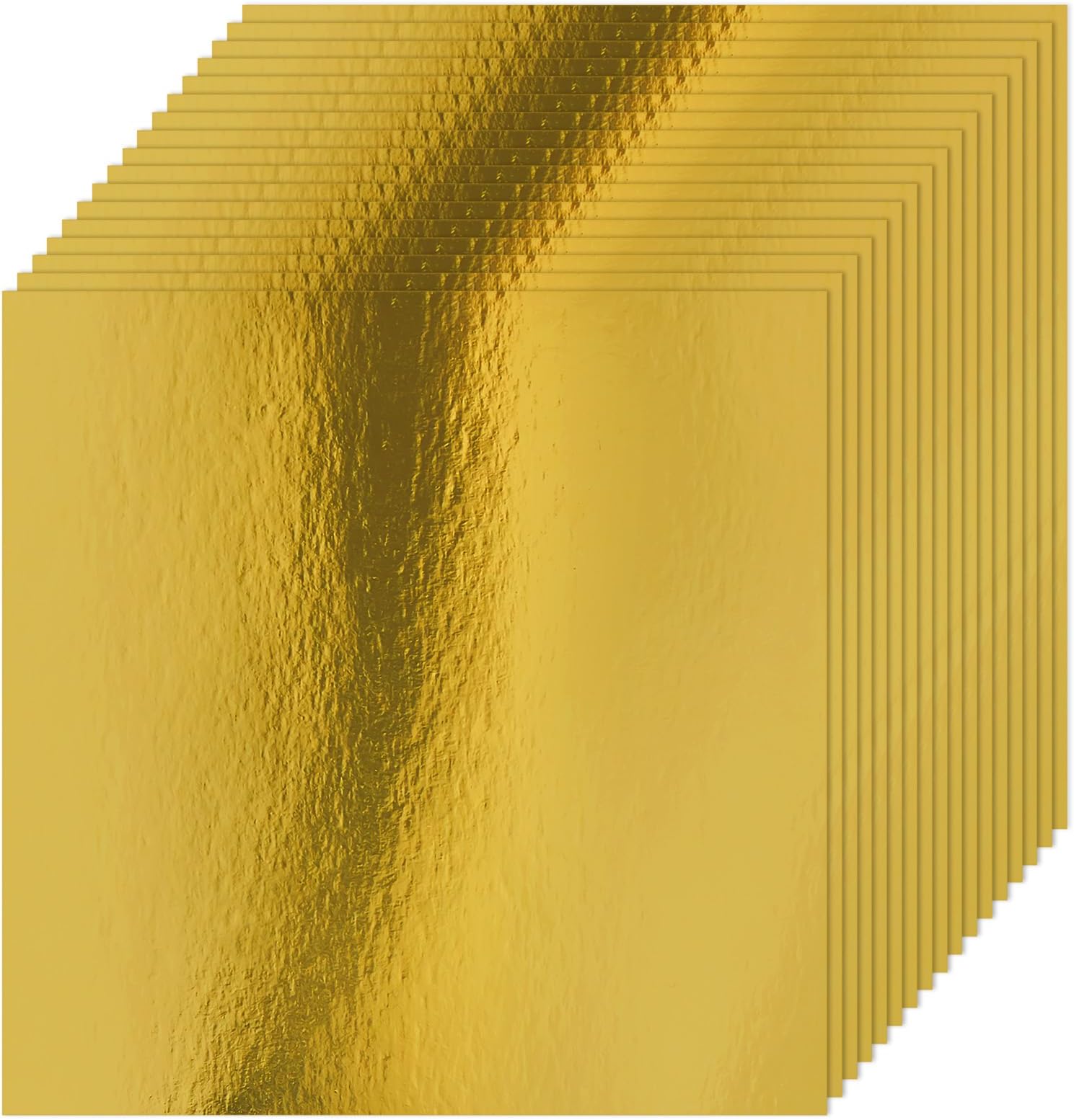 Tenceur 50 Sheets Gold Glitter Cardstock 12 x 12 Shimmer Metallic Paper Foil Sheets Square Printer Paper 250gsm Cardstock for Birthday Card Making DIY Projects Crafting Party Decorations