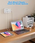 Canada to UK Plug Adapter - UK Ireland Travel Plug Adapter Power Strip with 3 AC Outlets and 4 USB(1 PD20W) Type G Travel Essentials for England Singapore Hongkong 2.6ft