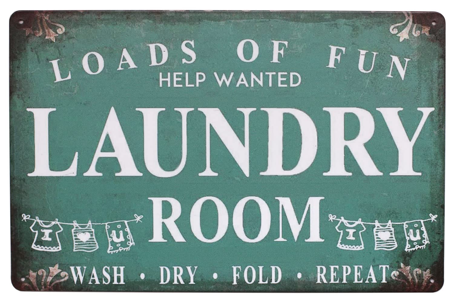 Laundry Room Loads of Fun Vintage Tin Metal Sign Home Wall Plaque Decor