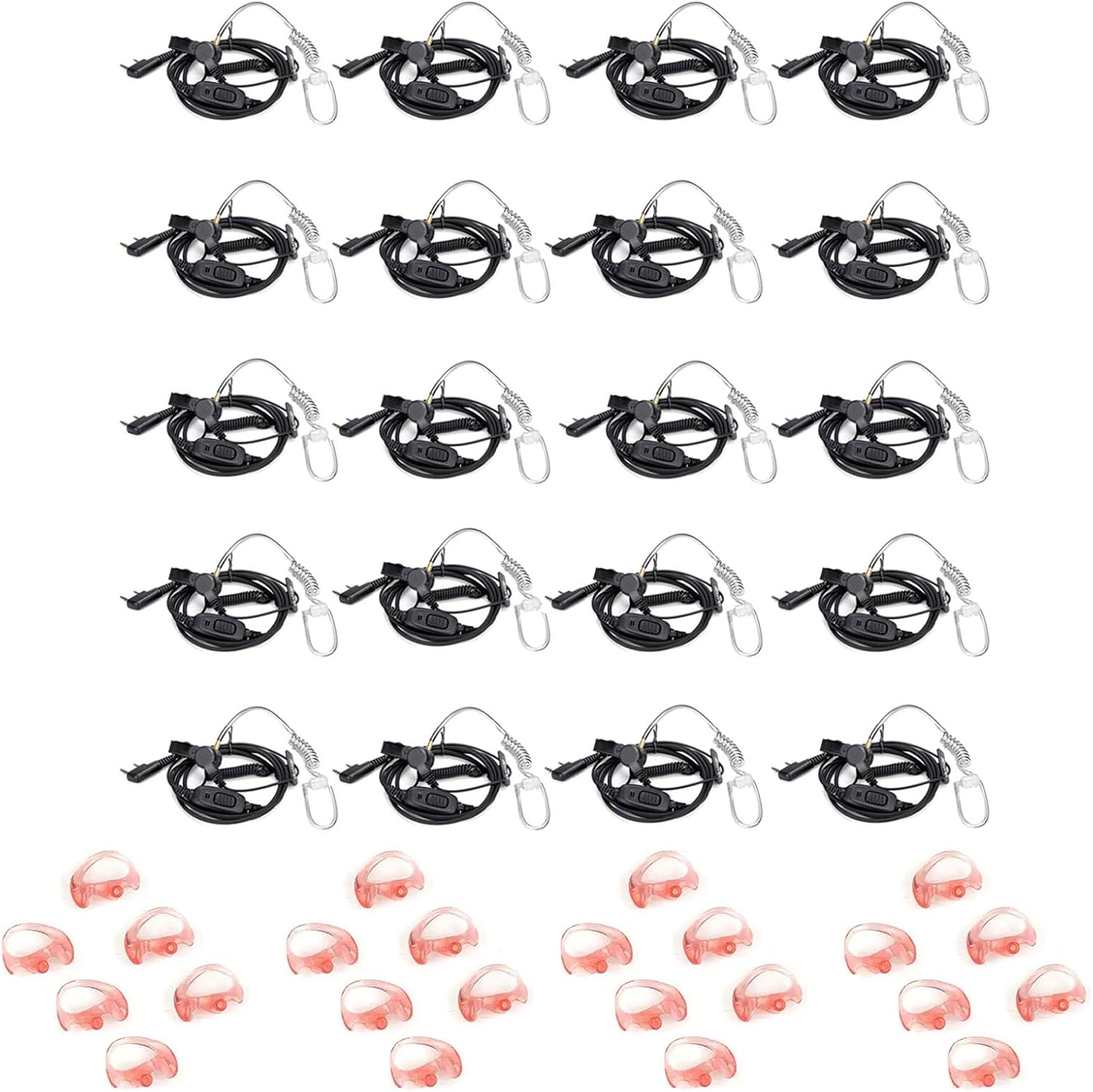 Retevis Walkie Talkie Earpiece(10 Pack) with 2.6cm Middle Size Silicone Insert Earmold Earbuds(12 Pairs), for RT22 RT68 RT21 H-777 H-777H, Compatible with Baofeng BF-888S Pxton Kenwood 2 Way Radios