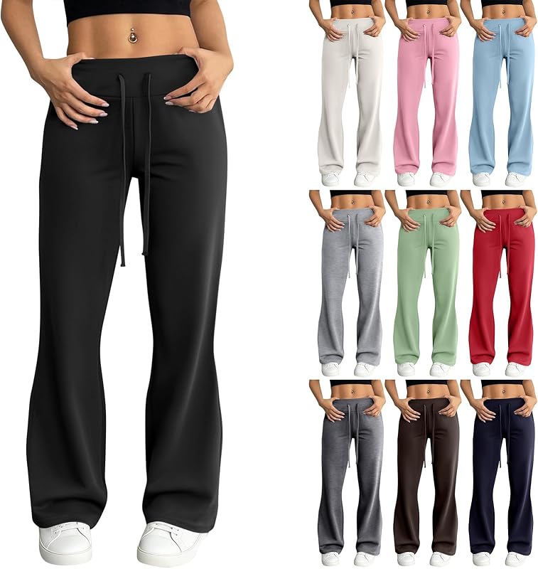 Leggings acampanados para mujer con cordón de cintura alta, pierna ancha, pantalones de yoga de algodón, atléticos, gimnasio, entrenamiento, lindos pantalones deportivos Y2k