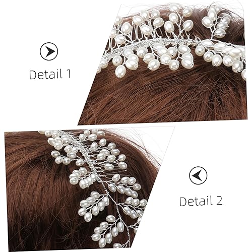 Miniatura 3 de FRCOLOR Tocado de novia para boda, accesorios para el cabello blanco, accesorios para el cabello de perlas, accesorios para el cabello de boda,