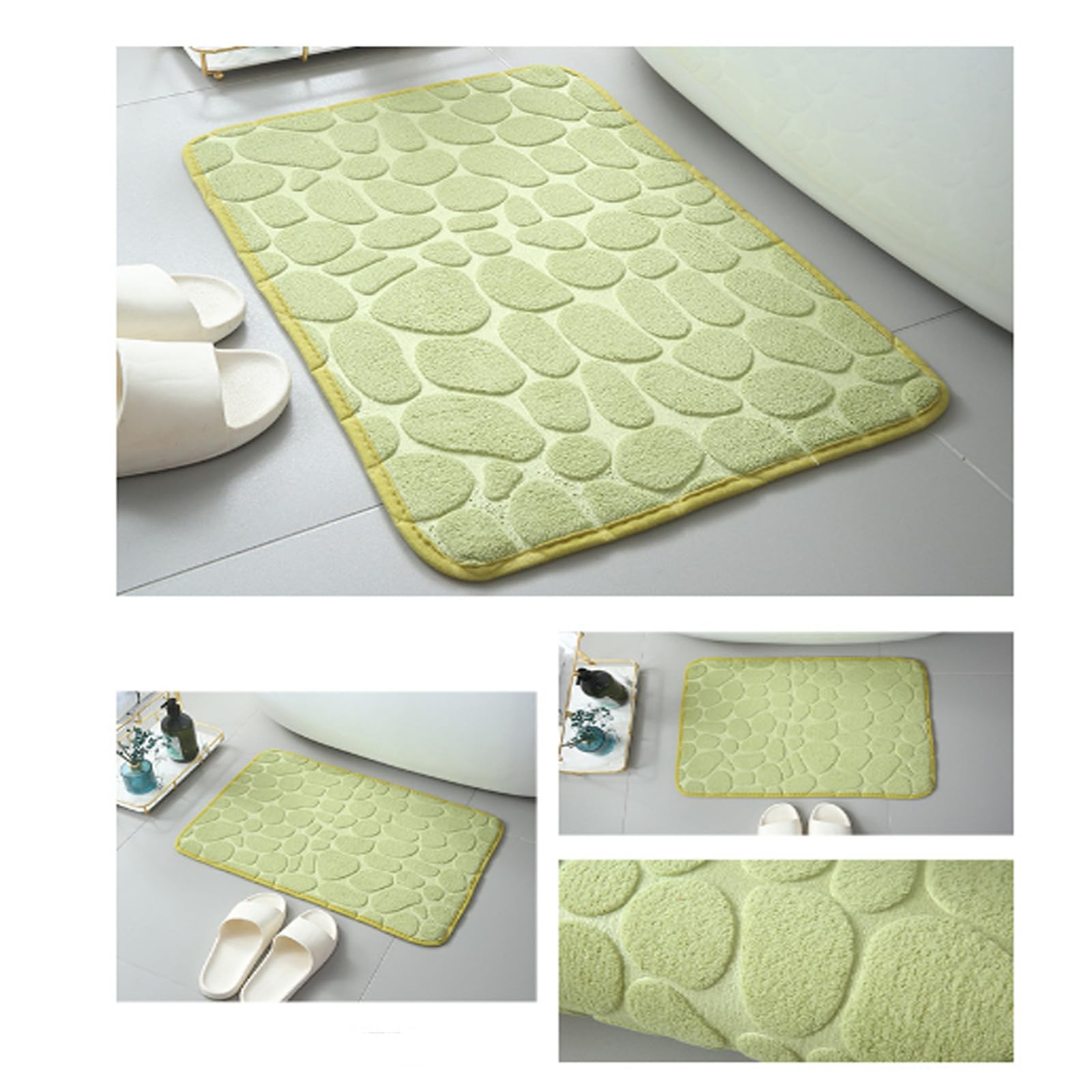 Memory Foam Bath Mat Massage Stone Embossed Bathroom Rugs Super Water Absorbent Machine Washable Bath Rugs Non-Slip Bath