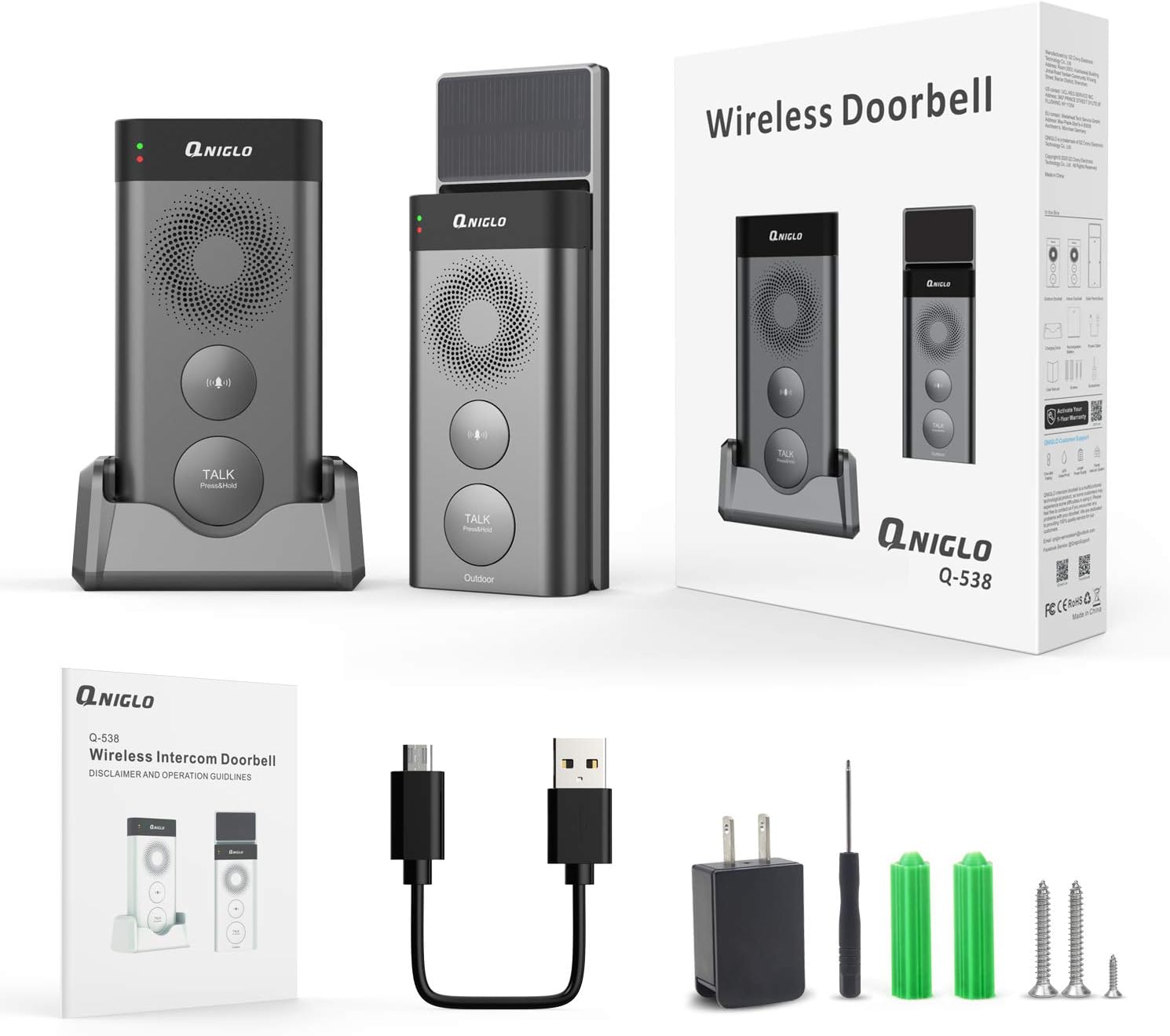 Flаѕh Sаlе Wireless Doorbells Intercom, Solar Powered Doorbells Wireless with Removeable 2500mAh Batteries, 2640 Feet Long Range Rechargeable Door Bell Chime for Home