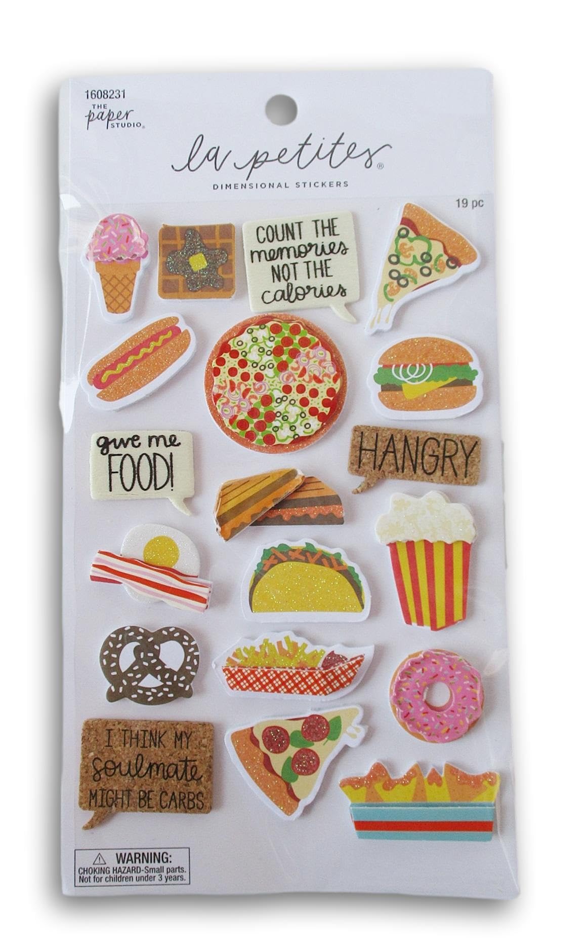 Fast Food 3D Stickers for Crafts, Scrapbooks -Hangry - 19 Pieces