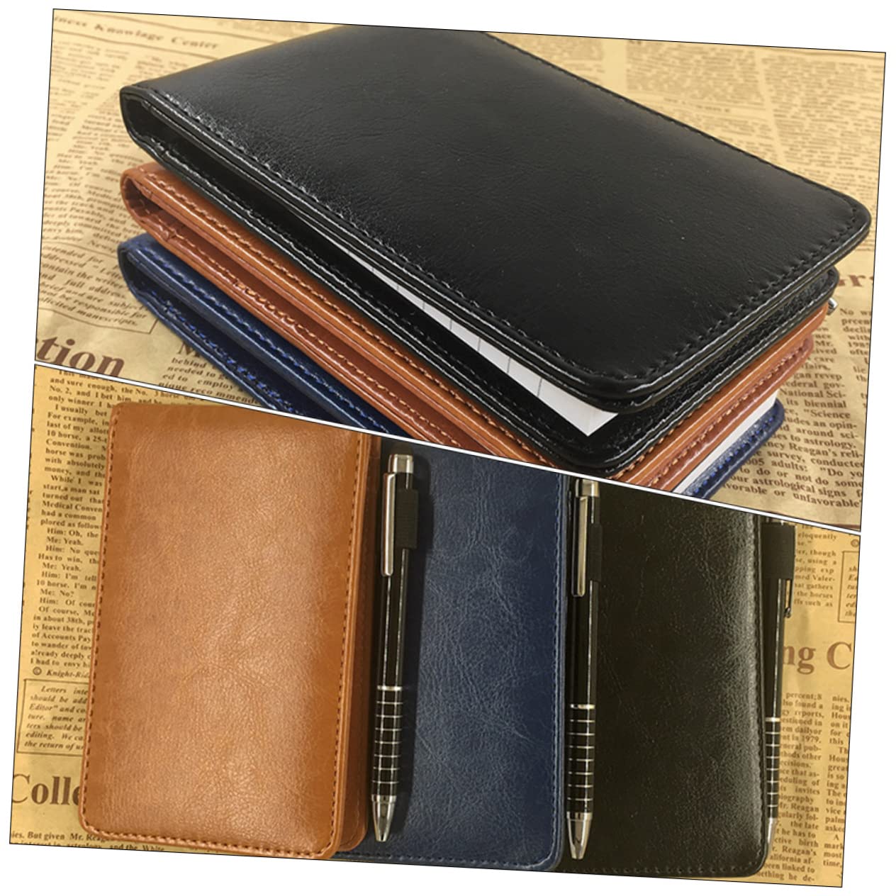 Gadpiparty 10 Pièces Carnet de Notes Portable Noir Planificateur de Bureau Multifonction PU avec Emplacement Stylo Organiseur Professionnel pour Tâches et