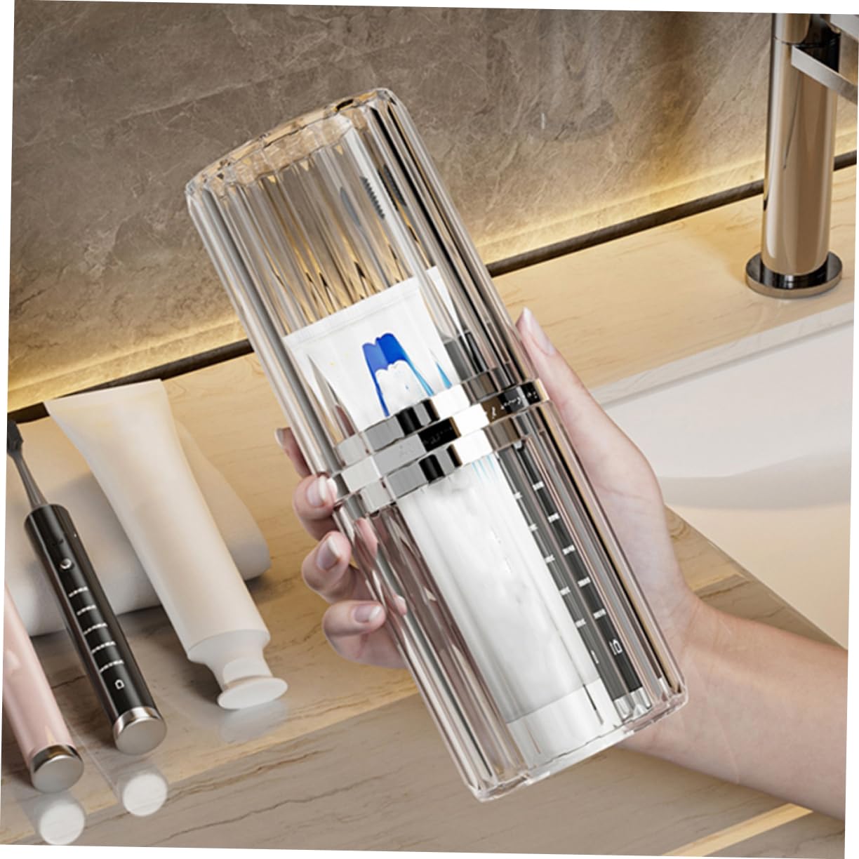 4 Pezzi Portaspazzolino Viaggio Trasparente con Custodia Resistente per Spazzolino e Dentifricio Organizer Compatto e Portatile per Viaggio Campeggio Scuola e Protegge e Mantiene