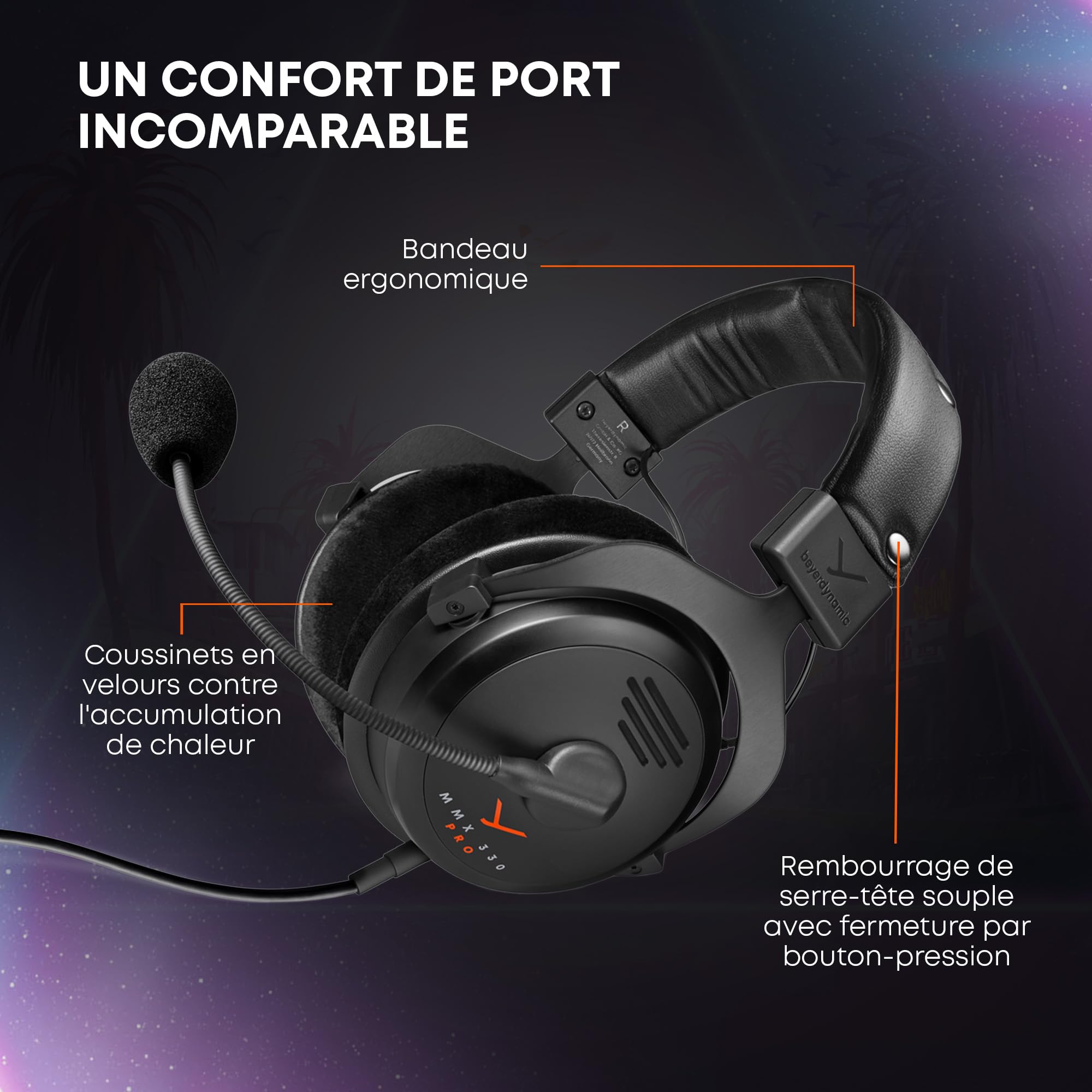 beyerdynamic MMX 330 Pro Casque Gaming Ouvert avec transducteurs Stellar.45 et Microphone à condensateur. Casque Filaire fabriqué en Allemagne.