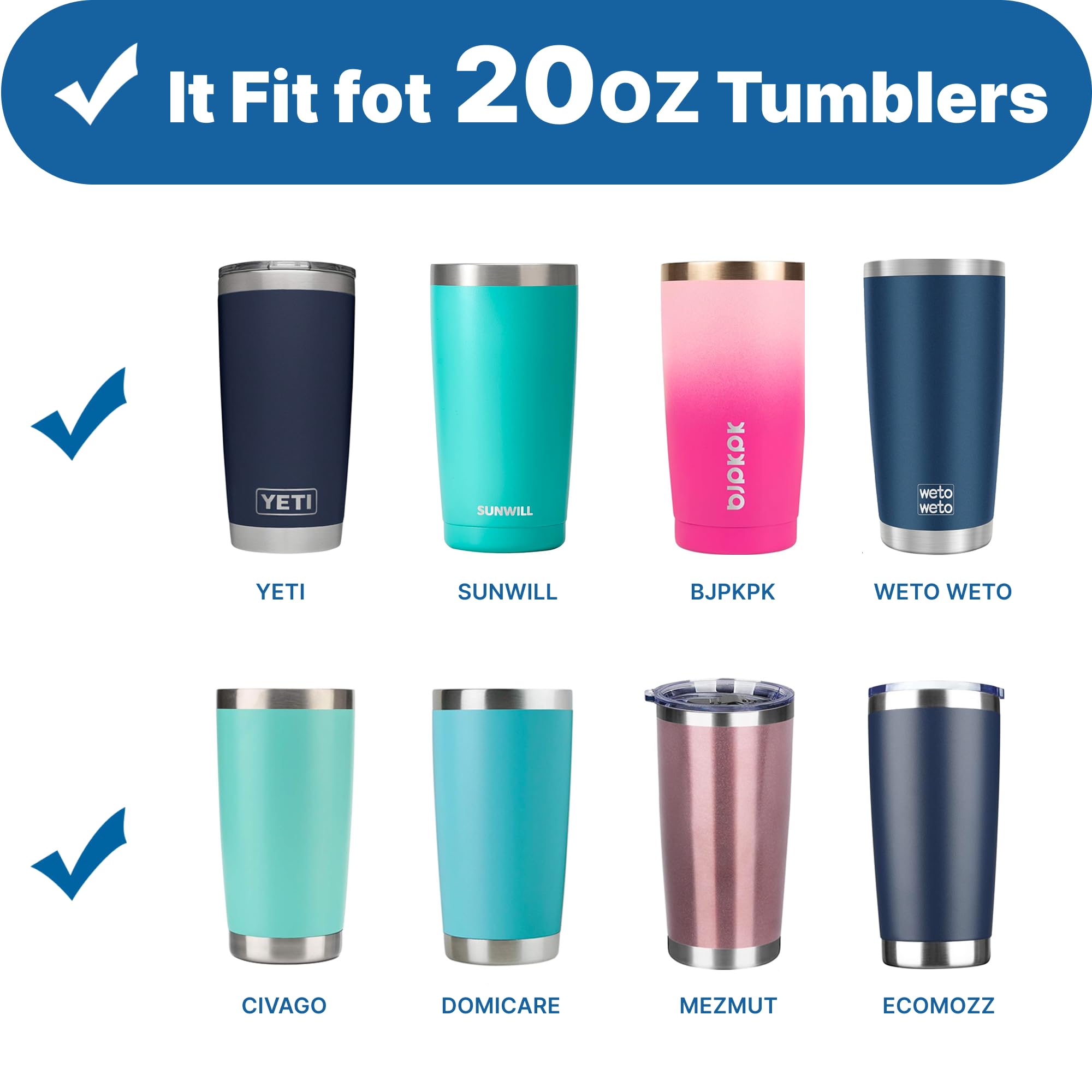 20 Oz Tumbler Lids 2 Pack - Spill Proof Lids For Yeti, SUNWILL, WETOWETO Tumblers (Black)