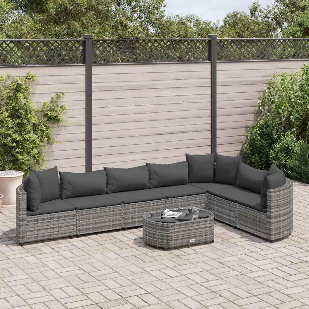 KCCKOM Garden Furniture Set 8 Piece Patio Sofa Set with Cushions Gray Poly Rattan