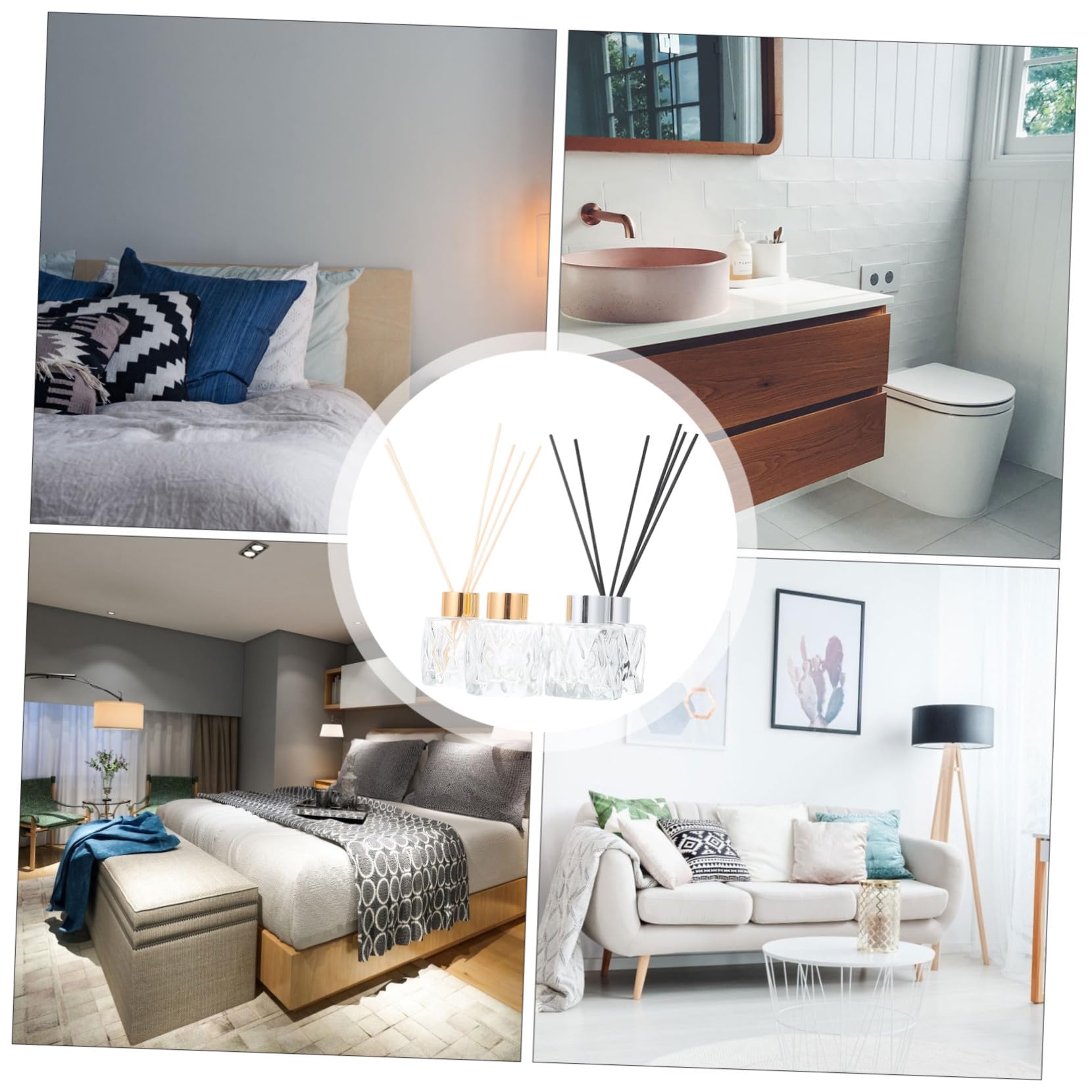 VALICLUD Glas-aromatherapieflaschen Für Zuhause Duftflaschen Mit Diffusorstab Einfache Duftflaschen Für Wohnzimmer Badezimmer Schlafzimmer Und Arbeitszimmer
