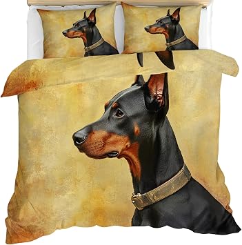 Dog Portrait Bedding Set, Animal Pattern Duvet Cover Twin, Pet Print Comforter Cover with Zipper, 3 Pieces, Reversible Bedroom Bedding with 2 Pillowcases, Puppy Design