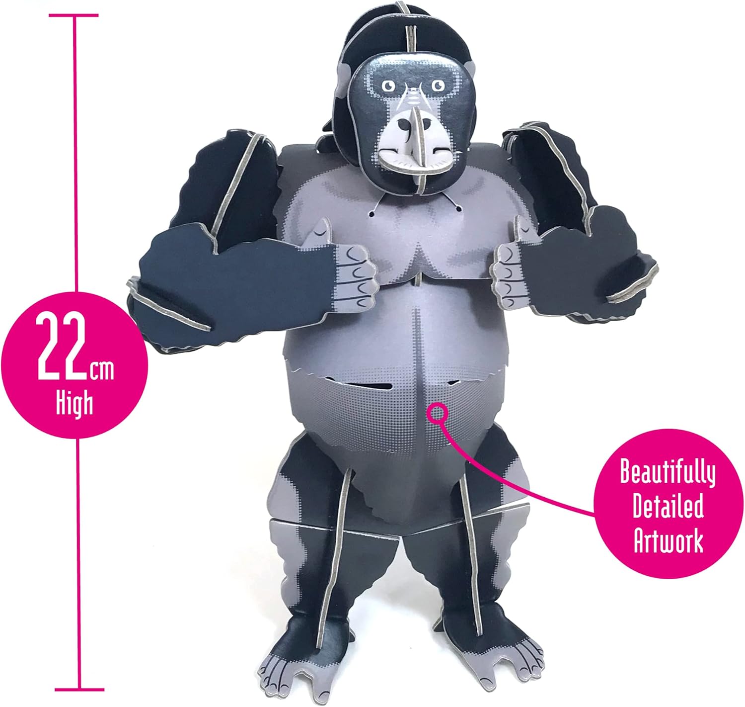 Build Your Own Moving Mountain Gorilla - Pull-Tab Chest Pounding Action - Eco Friendly Cardboard Craft Kit - Ages 8+