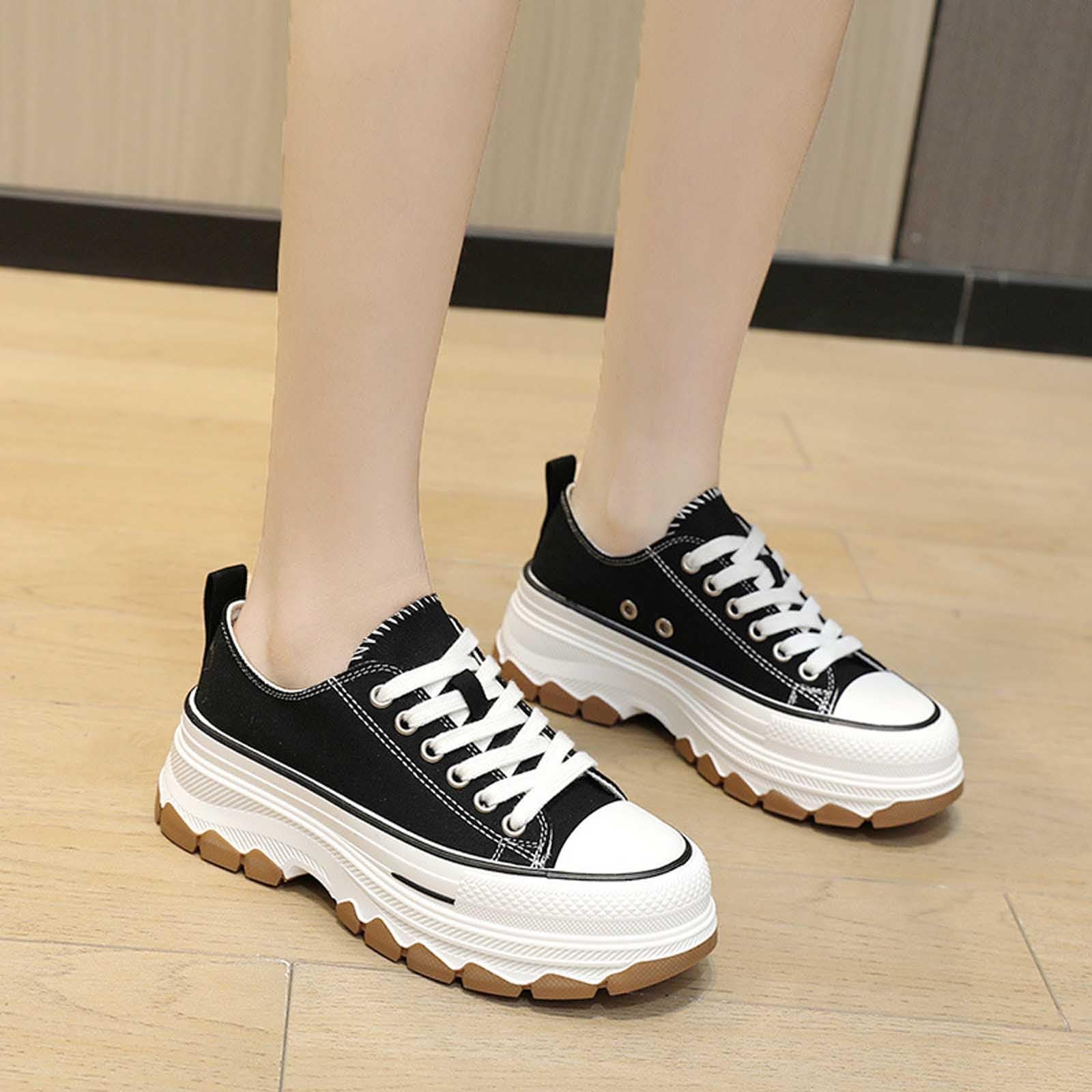 Scarpe da Passeggio da Donna Scarpe Casual alla Moda con Suola con Plateau e Design Allacciato, comode Calzature Passeggio in Denim per l'uso Quotidiano