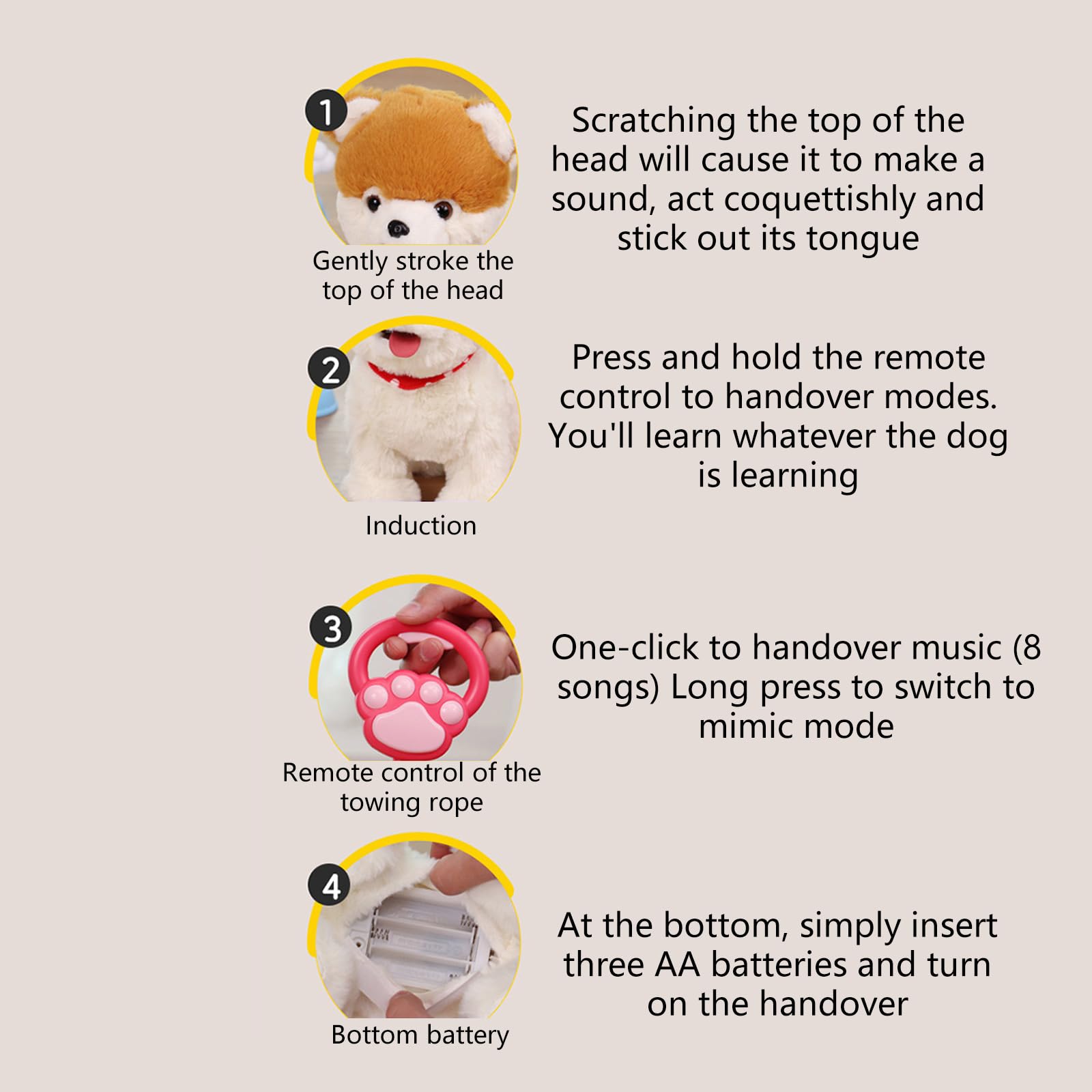 Creatura Peluche Animata con Effetti sonori e trasduttore Movimento Include Set Alimentazione da 6 Giocattolo educativo Peluche parlante in Movimento