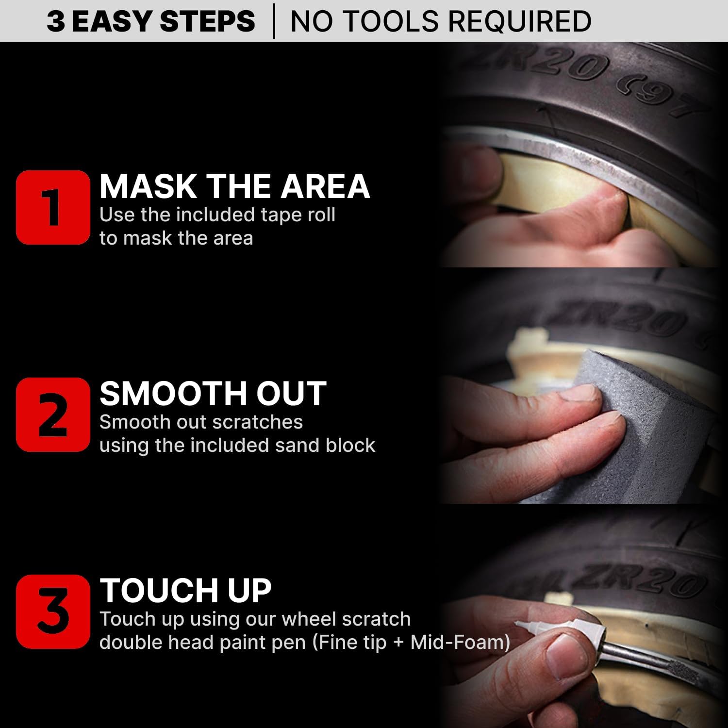 Wheel Scratch Fix® Anthracite Rim Touch Up Paint, Wheel Scratch Repair Kit, Alloy Curb Rash Kit, Rims Touch Up Pen, Universal Wheel Paint, DIY Alloy Rim Repair (Anthracite)