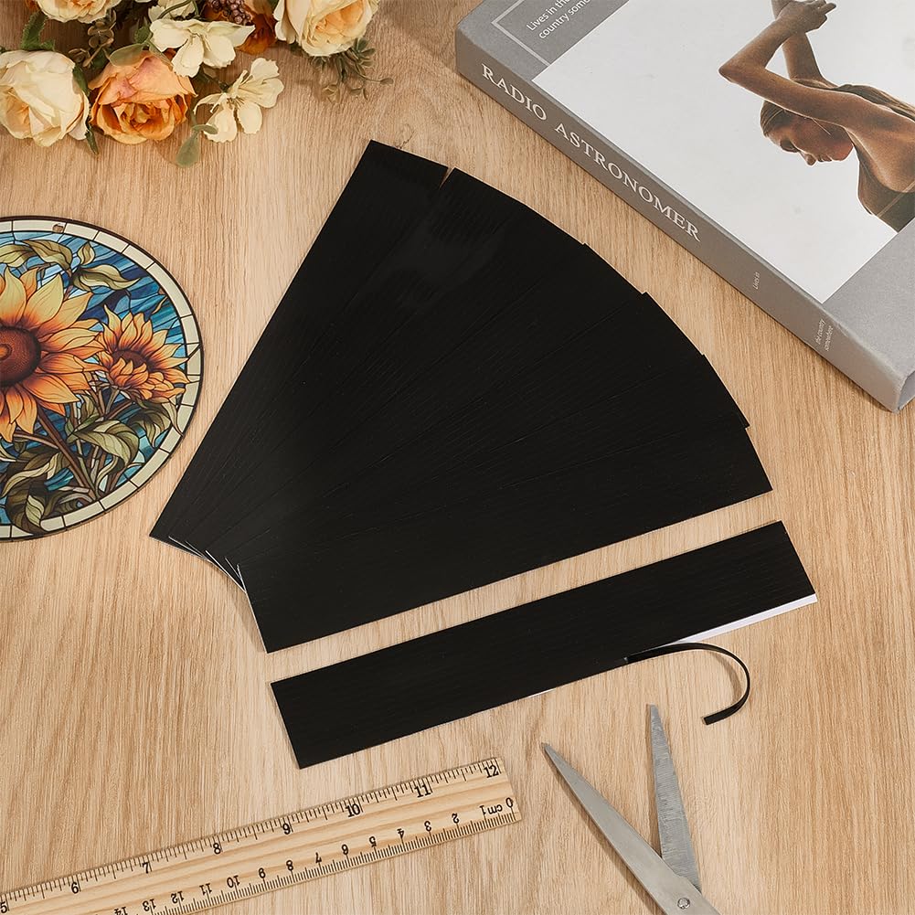 OLYCRAFT Líneas de plomo de silicona para vidrieras, 48 m, para vidrieras, 3 mm de ancho, negro, para vasos de galería, líneas de plomo, pegatinas para pintar superficies de ventanas, manualidades