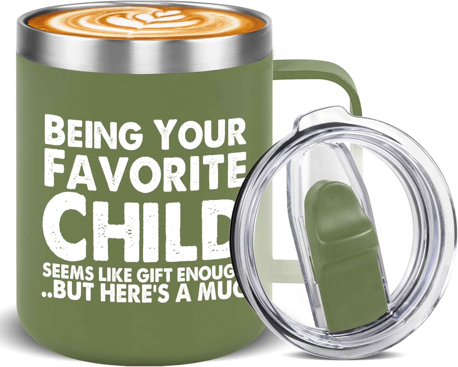 Being Your Favorite Child Funny Coffee Mug Tumbler Gifts for Dad Mom-Unique Gag Father's Day Gifts for Dad from Daughter, Son, Kids, Daughter, Son, Present Idea for Parents, Men, Women, 12 oz (green)
