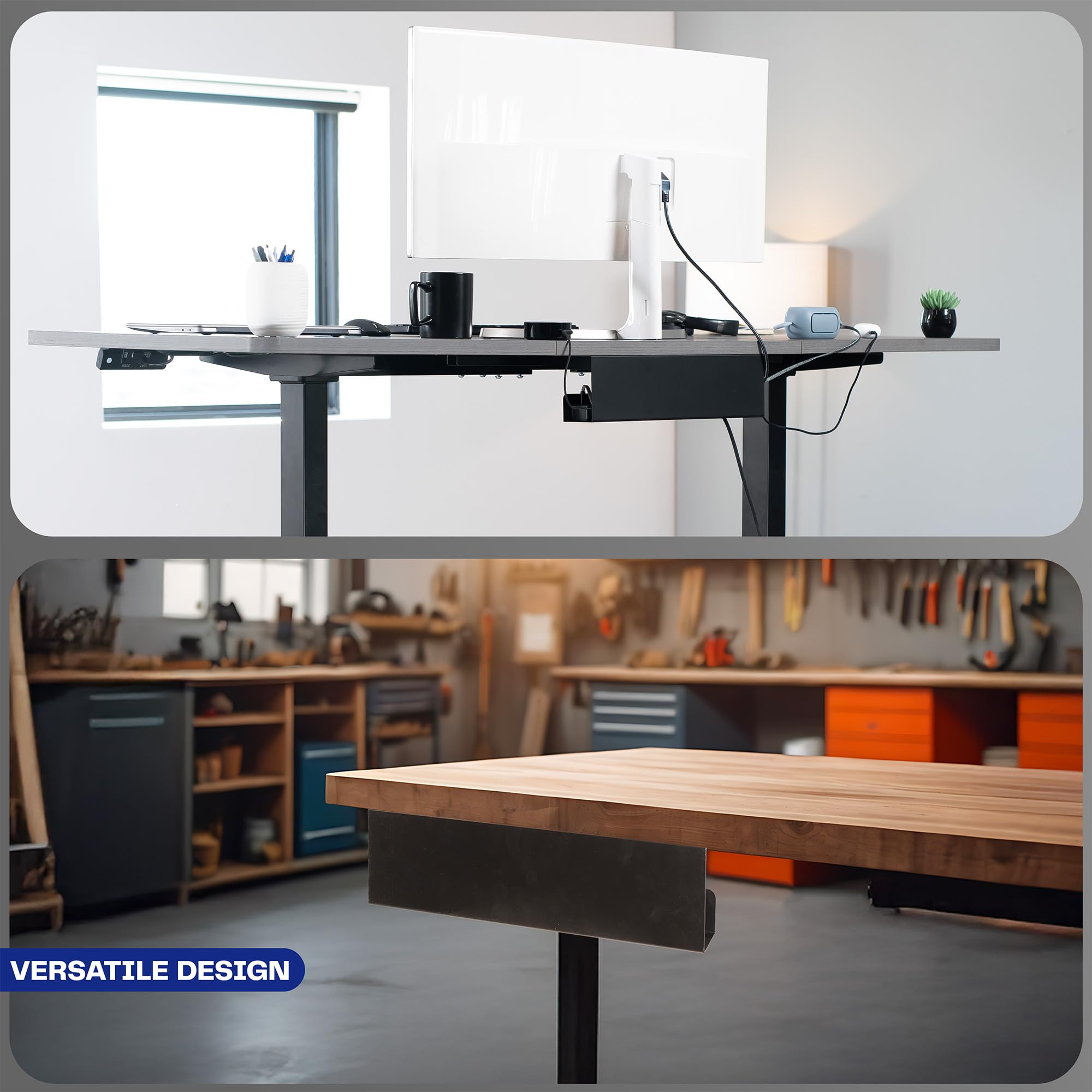 VIVO DESK-AC06-1C Vassoio per la Gestione dei Cavi sotto la Scrivania, Supporto per Ciabatte, Organizer per Cavi, per Ufficio e Casa, Nero, 42 cm | Supporto per ciabatta a basso profilo, organizer per cavi, in acciaio, per ufficio e casa, contiene 5 kg