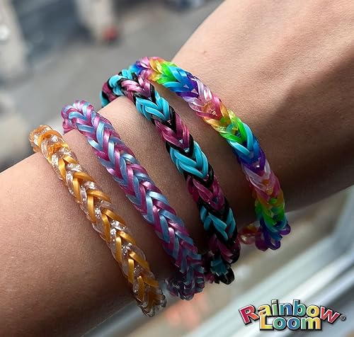 Miniatura 5 de Rainbow Loom Treasure Box Sparkle Edition, 8,000 bandas de goma en 8 colores brillantes diferentes, y un bono de 2 telares felices, grandes