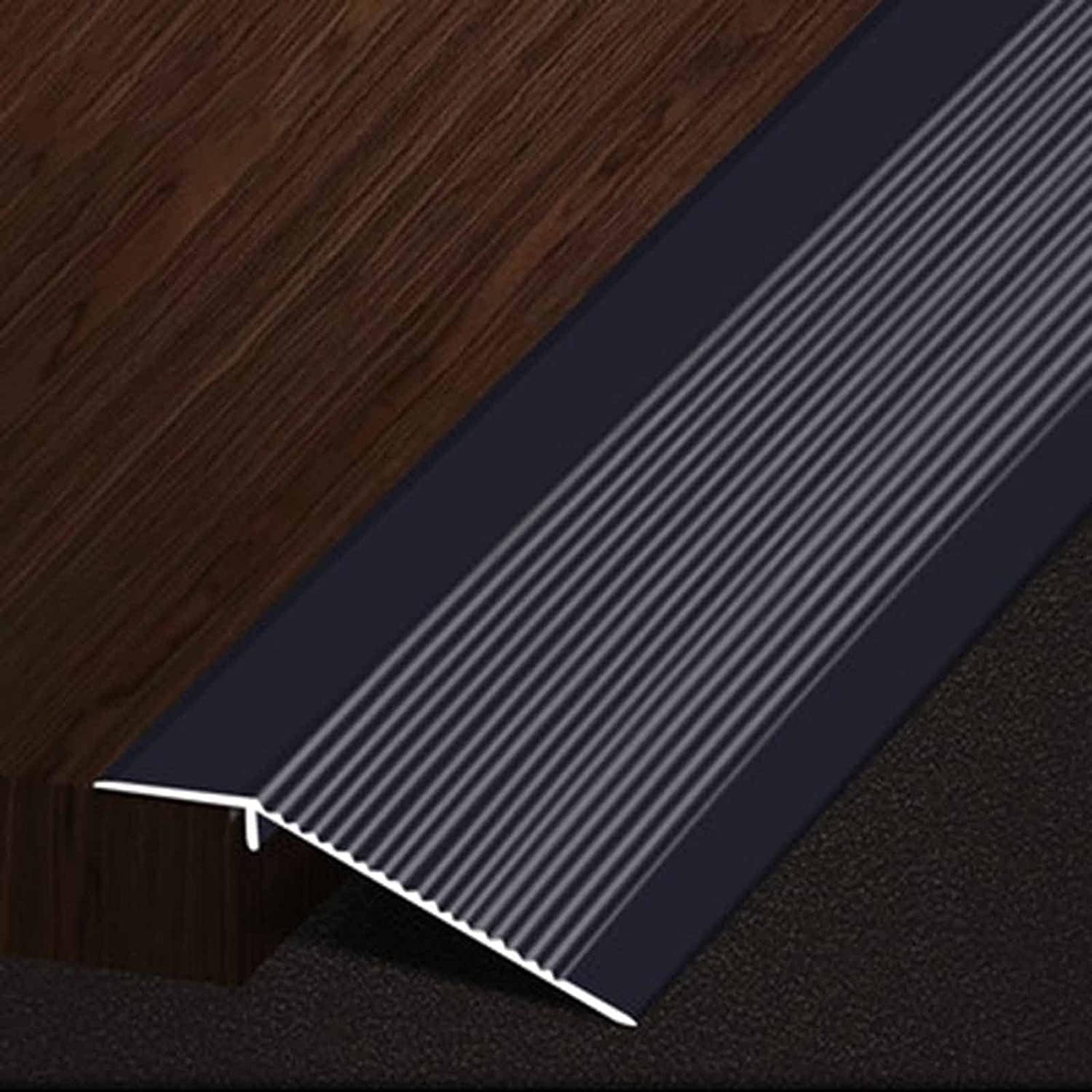 Floor Transition Strip Flooring Edge Trim, 10cm Extra Wide Floor Transition Strip, Aluminum Thresholds Ramp for Indoor Outdoor Door Bar, Non-Slip Doorway Reducer, Easy Installation ( Color : Black , S