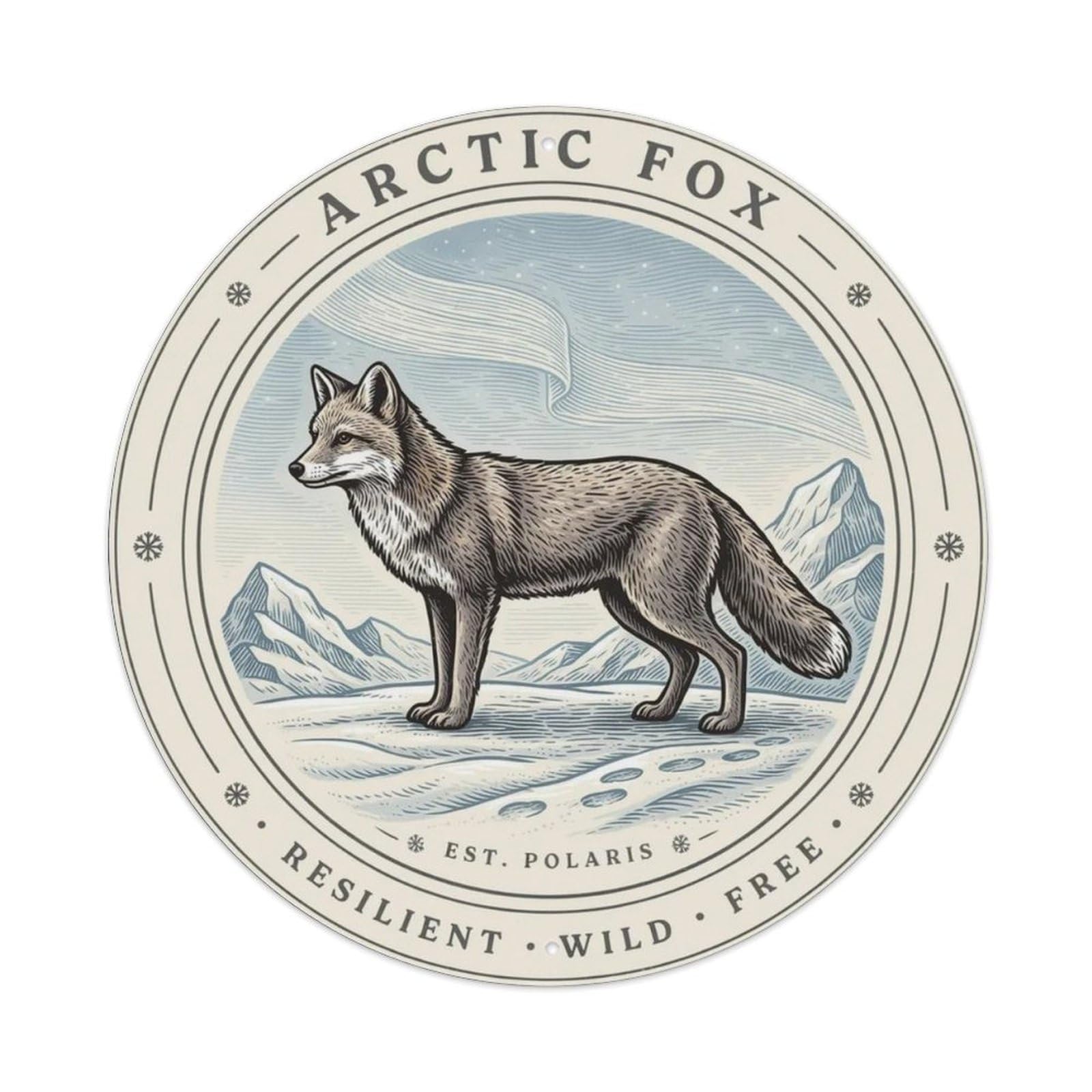 Vintage Arctic Fox Metal Tin Sign Plaque