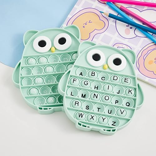 Miniatura 9 de Push Pop Bubble Fidget juguete sensorial de silicona para aliviar el estrés, ABC alfabeto búho, herramientas educativas de aprendizaje para niños