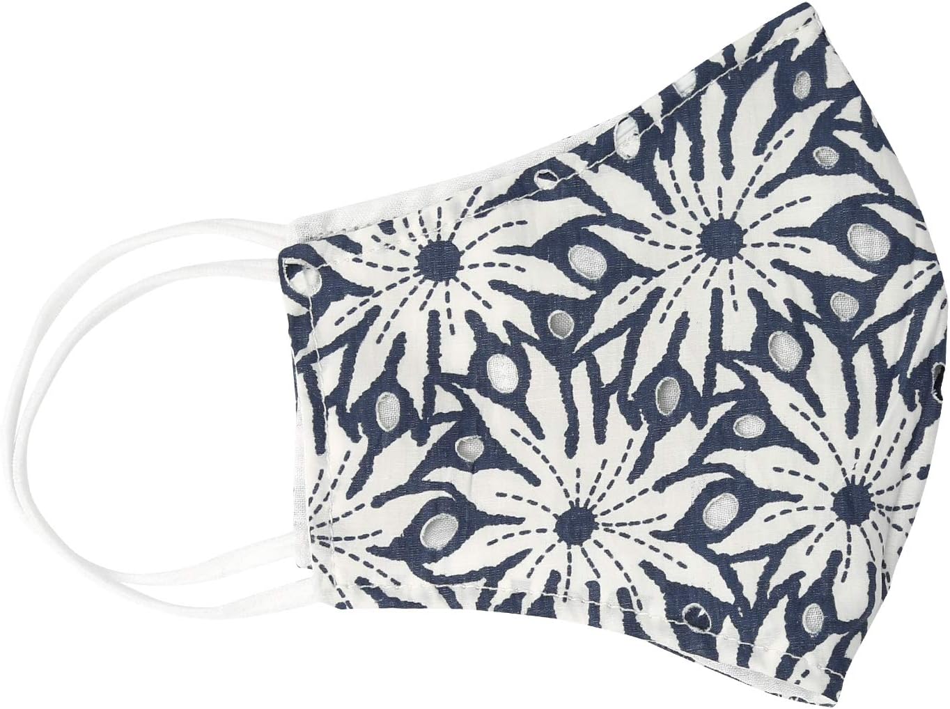 Cotton Eyelid Blue Jean Color Flower Floral Reusable Washable Face Mask Wire Nose Clip Filter Pocket Made in USA