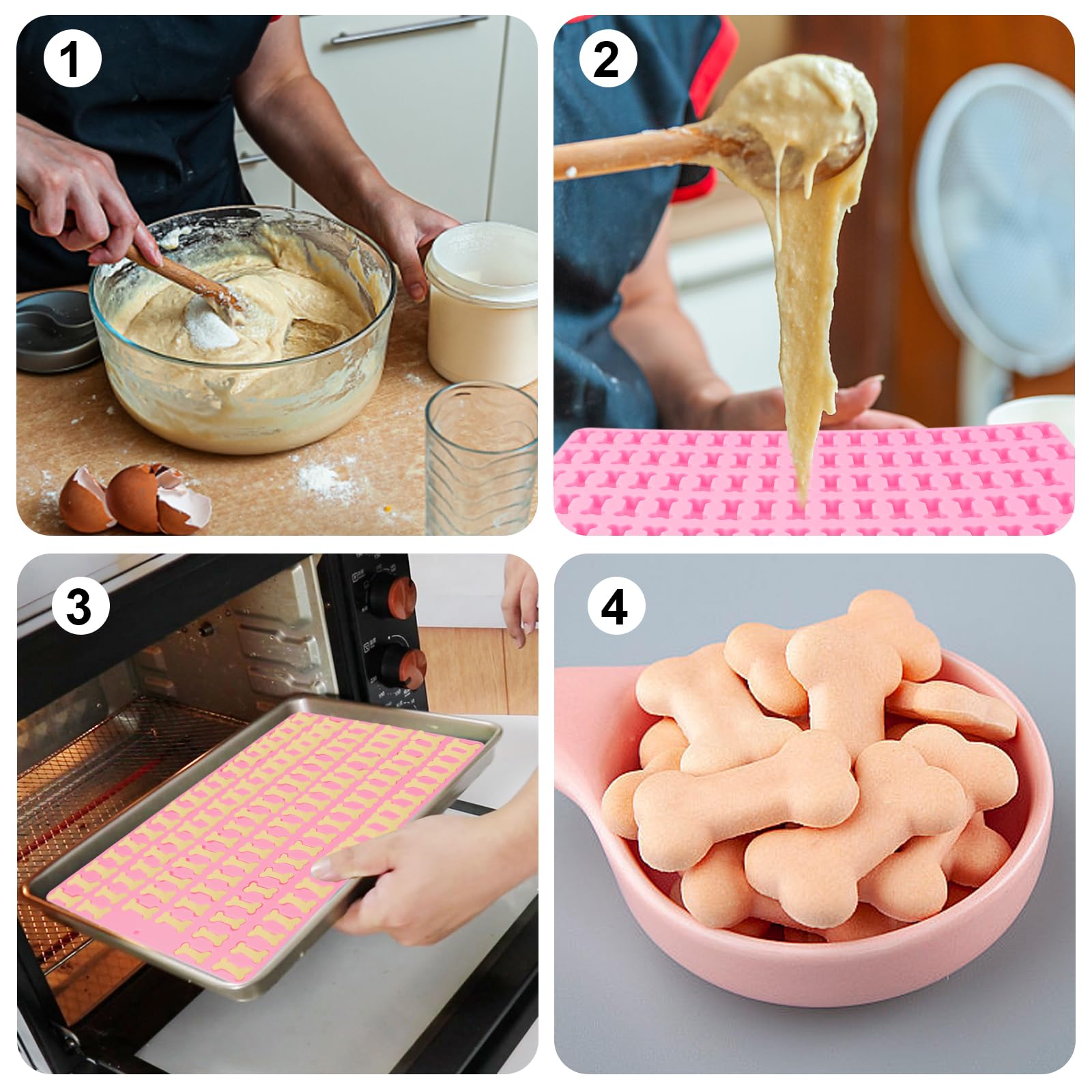 Encuryna 2 tappetini da forno per cani, mini stampi in silicone