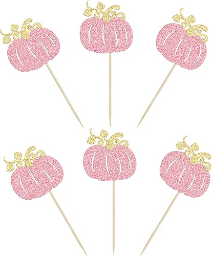 Miniatura 44 de Ephlyn 24 piezas de calabaza Oh Baby Cupcake Toppers con purpurina temática de otoño de calabaza Cupcake Picks Baby Shower Cake Decoraciones