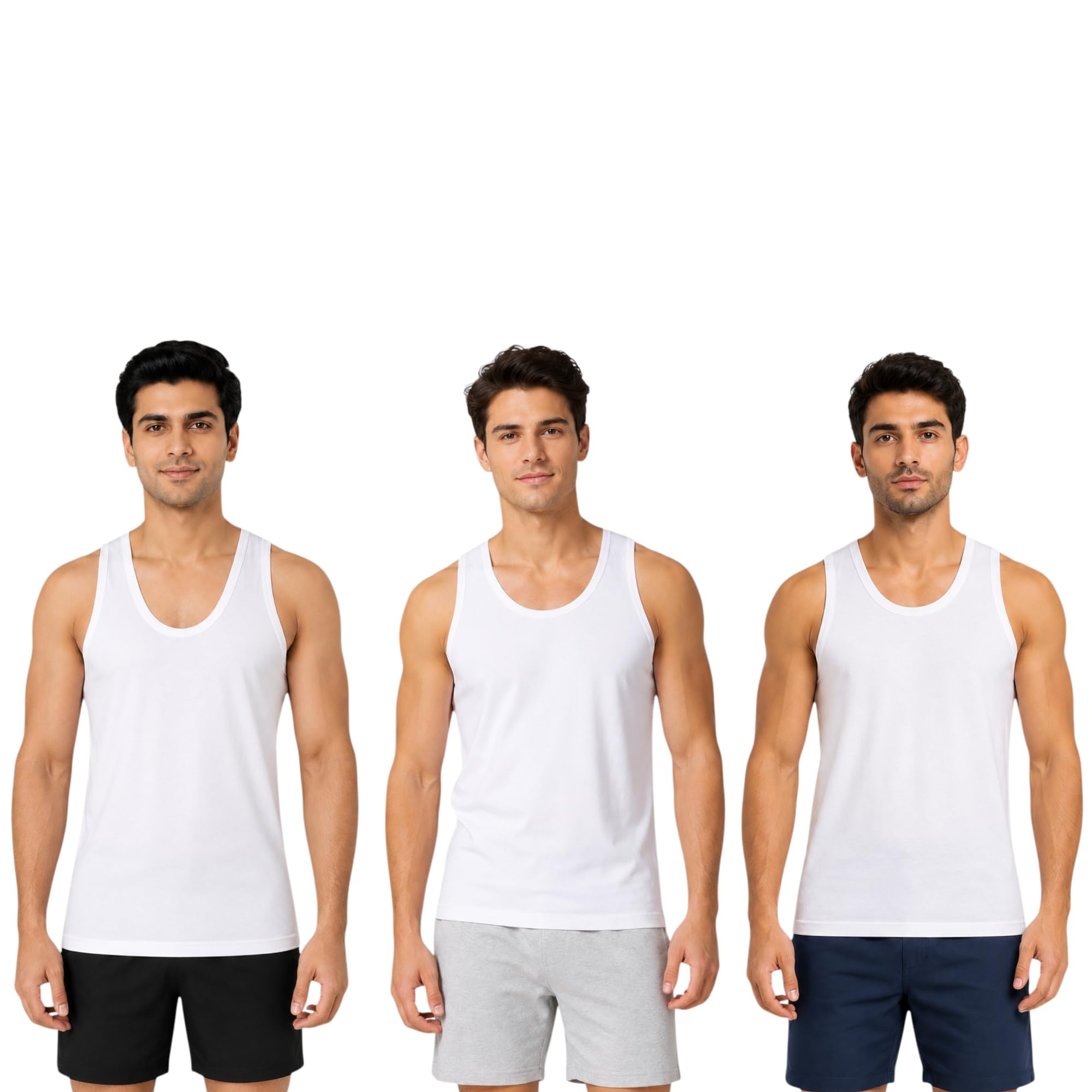 Mens White Vest Pack of 3-image-49