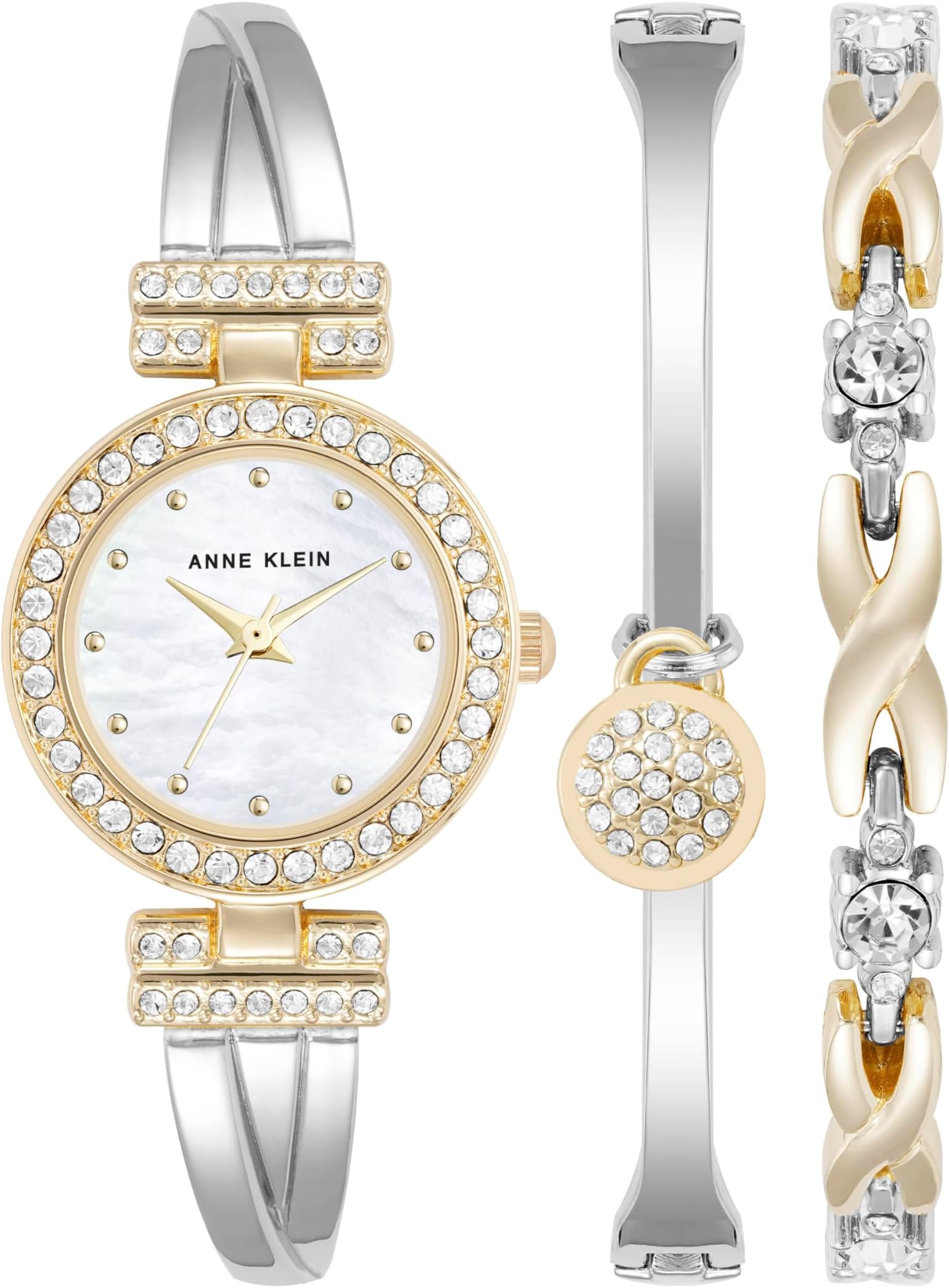 Anne Klein Women's Premium Crystal Accented Bangle Watch and Bracelet Set