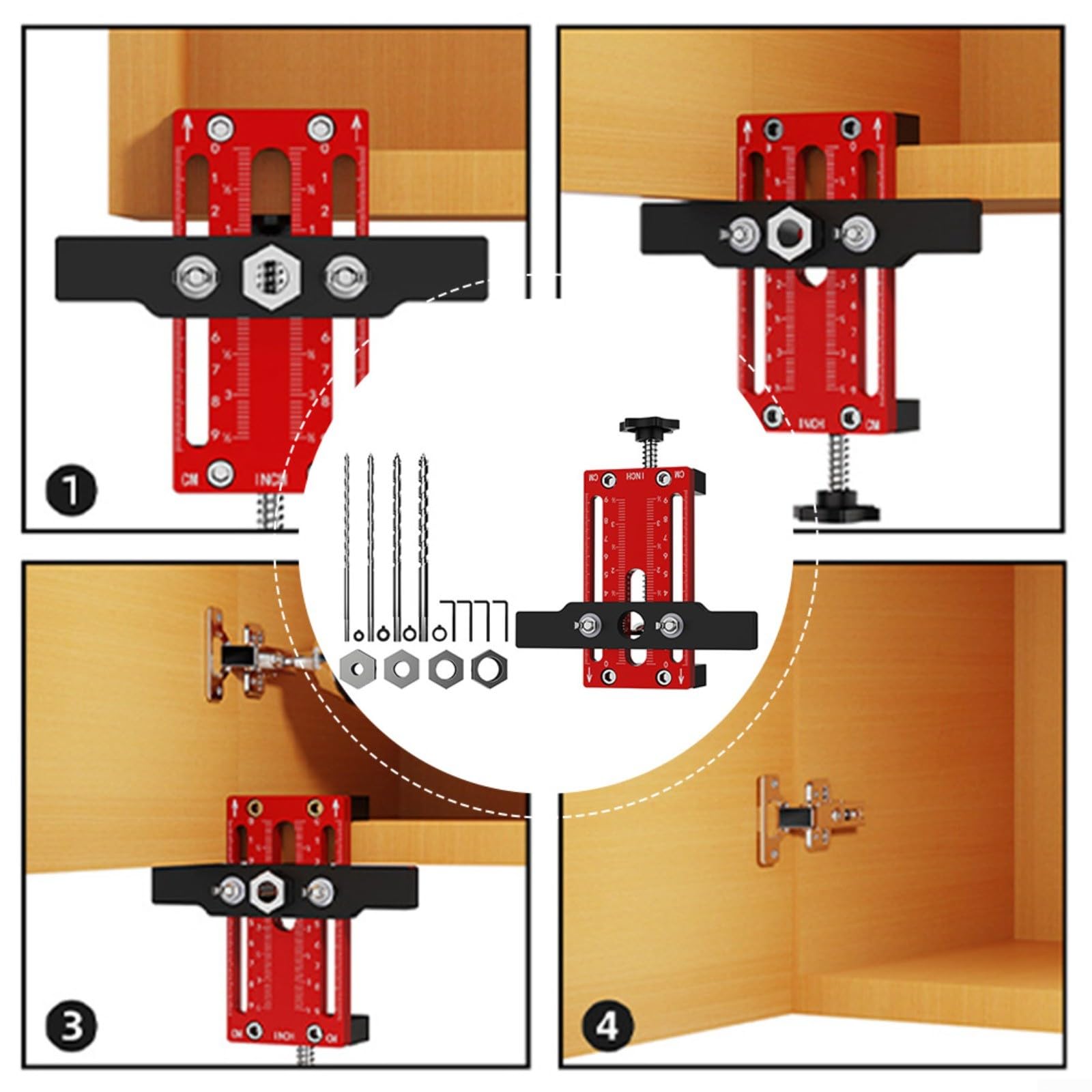 Guida Per Installazione Maniglie Armadio - Morsetto In Alluminio Con Scala Graduata, Protegge I Pannelli, Per Porte A Tenone E Mortasa