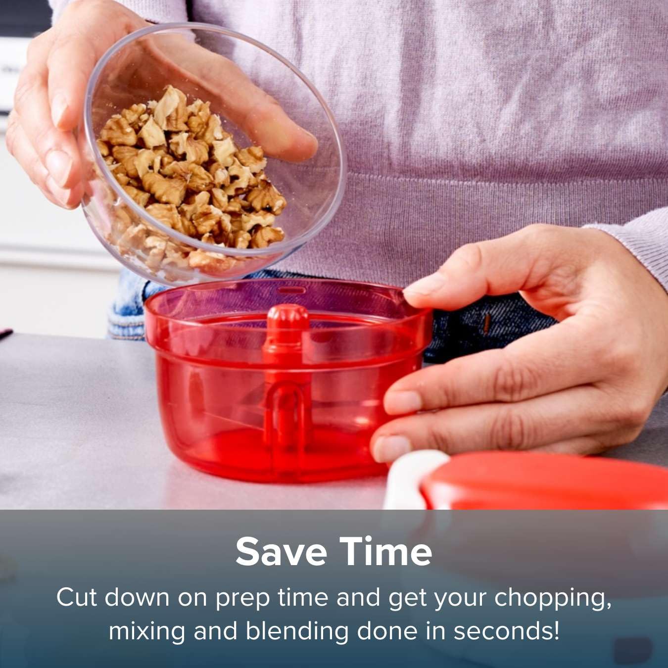 Tupperware SuperSonic Tritatutto Mini, Capacità 300 ml, Robot da Cucina Manuale – Utensile da Cucina per Tritare Erbe, Noci, Aglio, Verdure