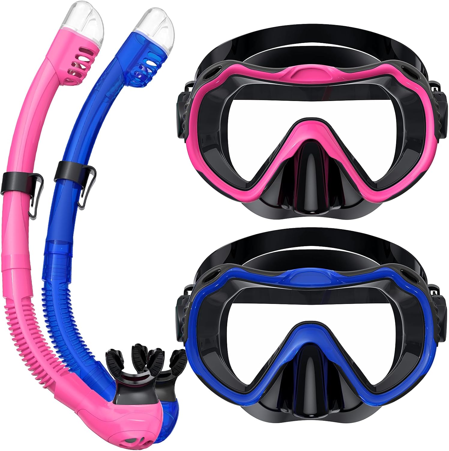 Equipo de esnórquel para adultos, juego de máscara de esnórquel con vista panorámica de 180, equipo de esnórquel 100% de silicona de grado