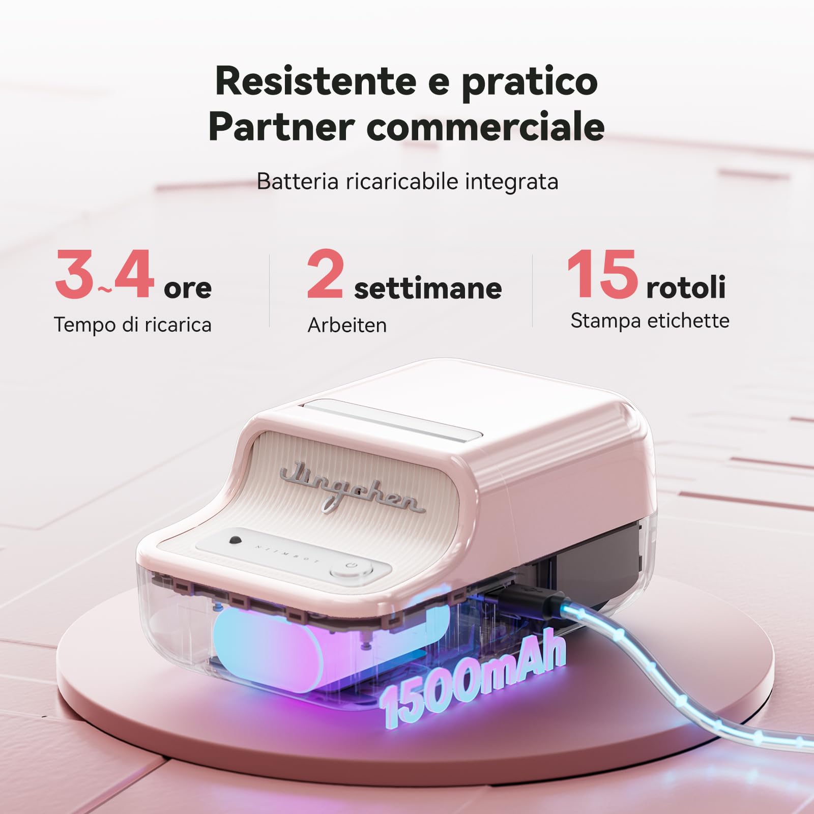 NIIMBOT B21 Etichettatrice Bluetooth Rosa, Etichette 20-50mm, App con 120 Caratteri e 1600 Icone