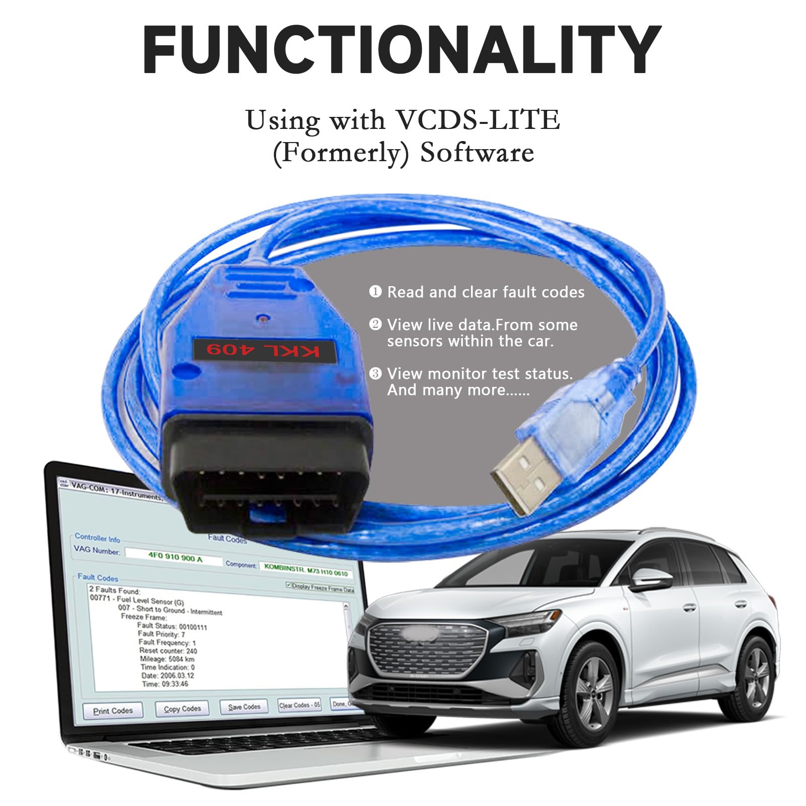 KKL 409.1 cavo USB con Chip originale FTDI FT232RL per V w,Audi,Seat,Volk swagen,Skoda Vehicles dal 1996 oltre,Car ECU Scan Tool OBD2 to USB Cable for V AG-COM Windows XP Diagnostic Software