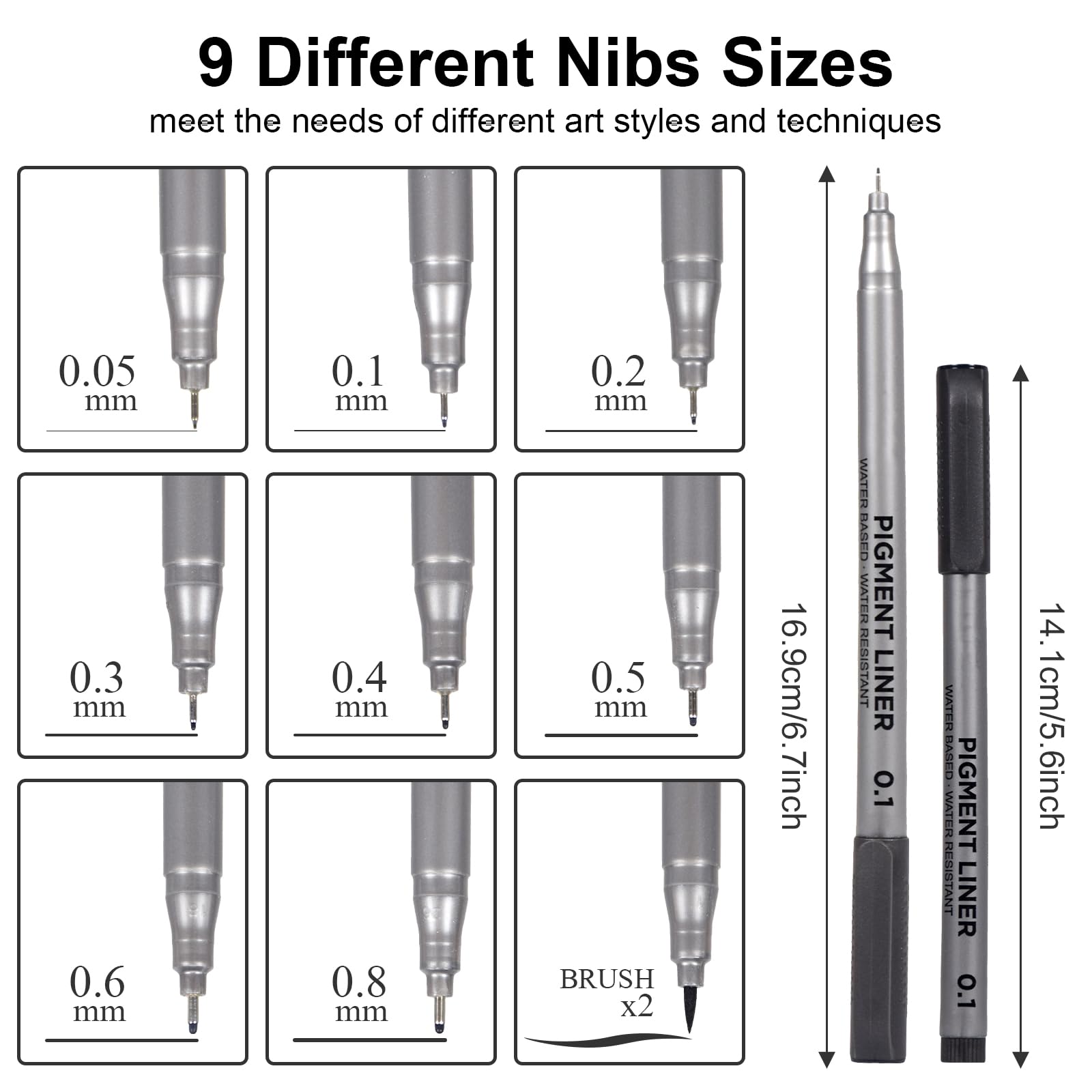 Fineliner Pens Assorted Nibs, EooUooIP 12 Pcs Black Icro Liner Pen(0 - View #8