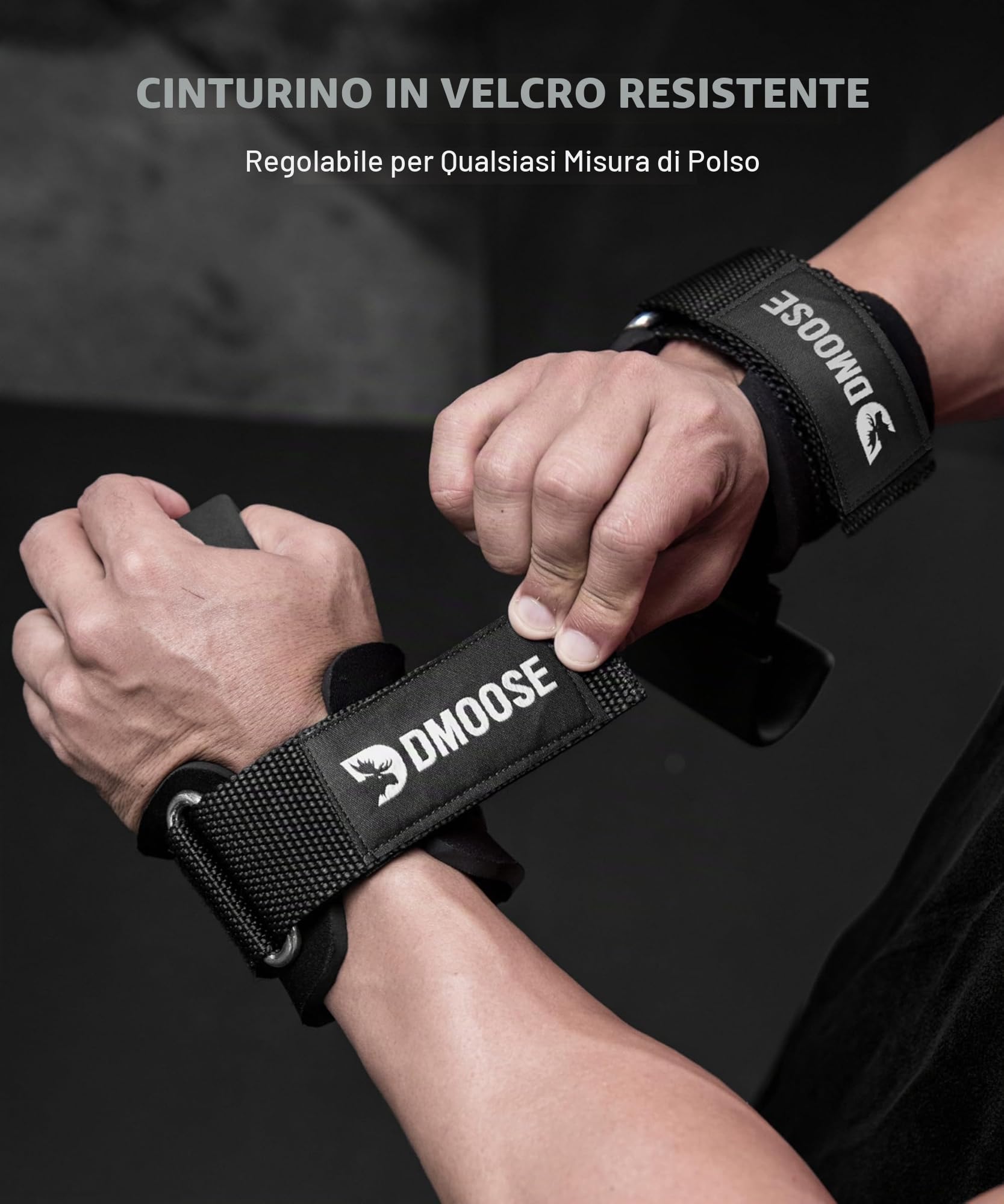 DMoose Fitness Ganci Per Sollevamento Pesi(Paio) Per Stacchi Da Terra, Cinturino In Nylon Con Imbottitura Spessa - Cinturini Per Polsi Resistenti Per Sollevamento Pesi E Allenamenti In Palestra