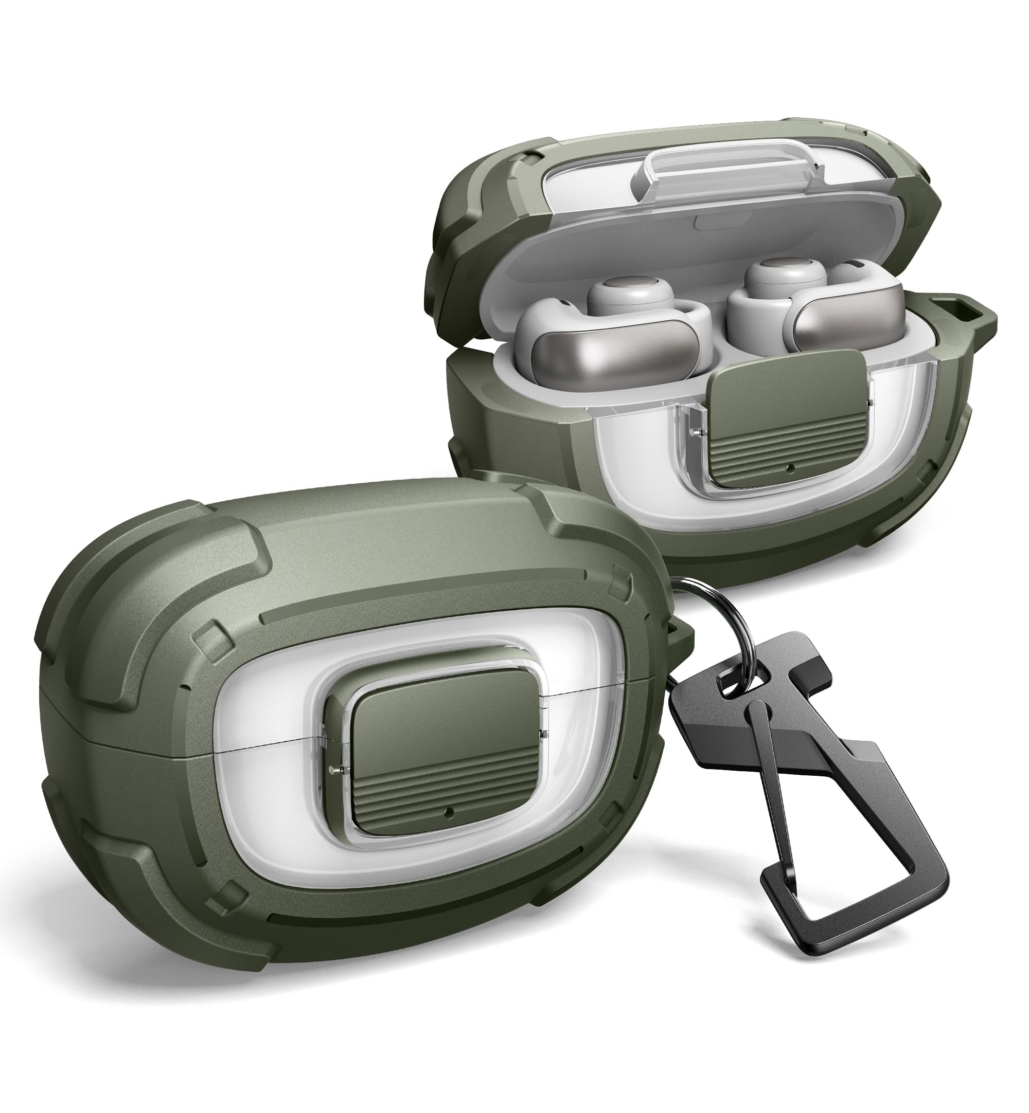 Dexnor for Bose Ultra Open Case with Drop-Proof Lock, Shockproof Rugged Bumper Cases Protective Cover with Carabiner & Keyring & Cleaner Kit for Bose