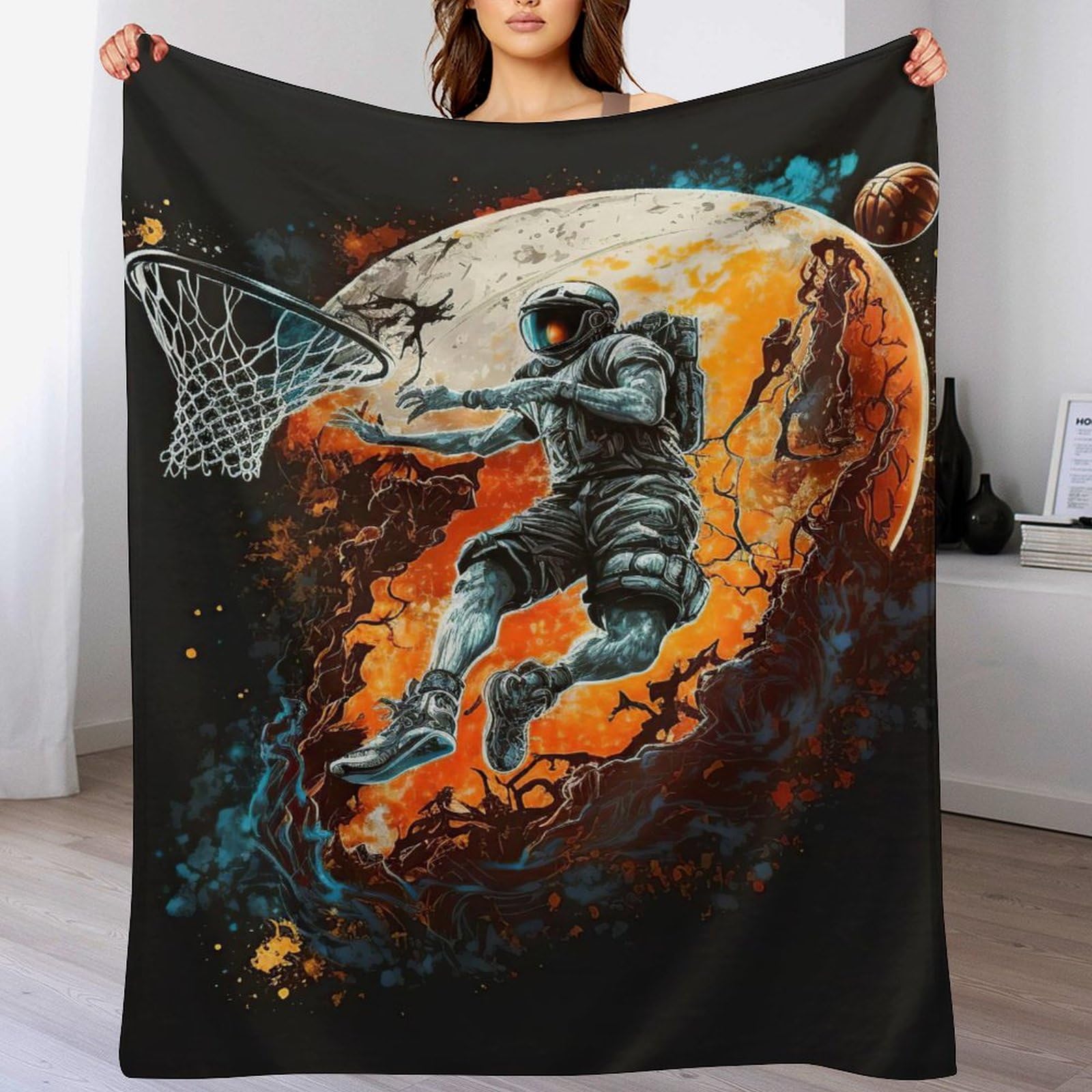 Manta de forro polar para sofá con estampado espacial, la aliada de tus noches de cine