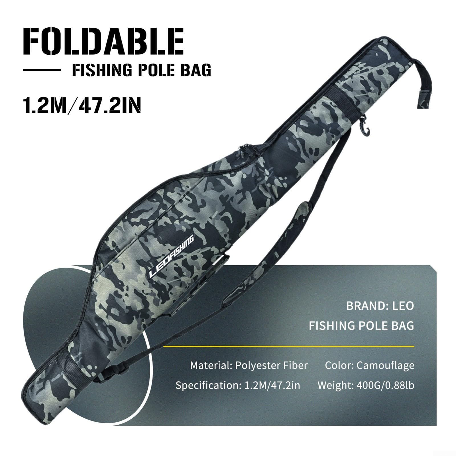 Bolsa de pesca para caña de pescar, organizador plegable de carrete, 160 cm, moderno