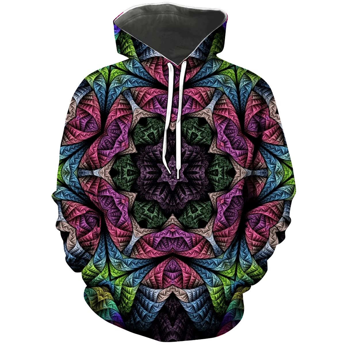 Hisayhe Men's Multicolor3 Trippy Hoodies Tops Psychedelic Hooded Pullover Sweatshirt For Xxl