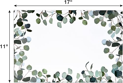 Miniatura 5 de Gift Boutique 50 manteles individuales desechables de papel verde de eucalipto de 11 x 17 pulgadas, mantel individual recubierto de hojas verdes,