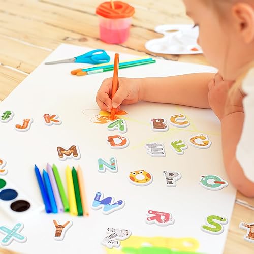 Miniatura 6 de Whaline 312 calcomanías de espuma con letras autoadhesivas para niños, manualidades, lindos animales, estilo alfabeto, calcomanías decorativas para
