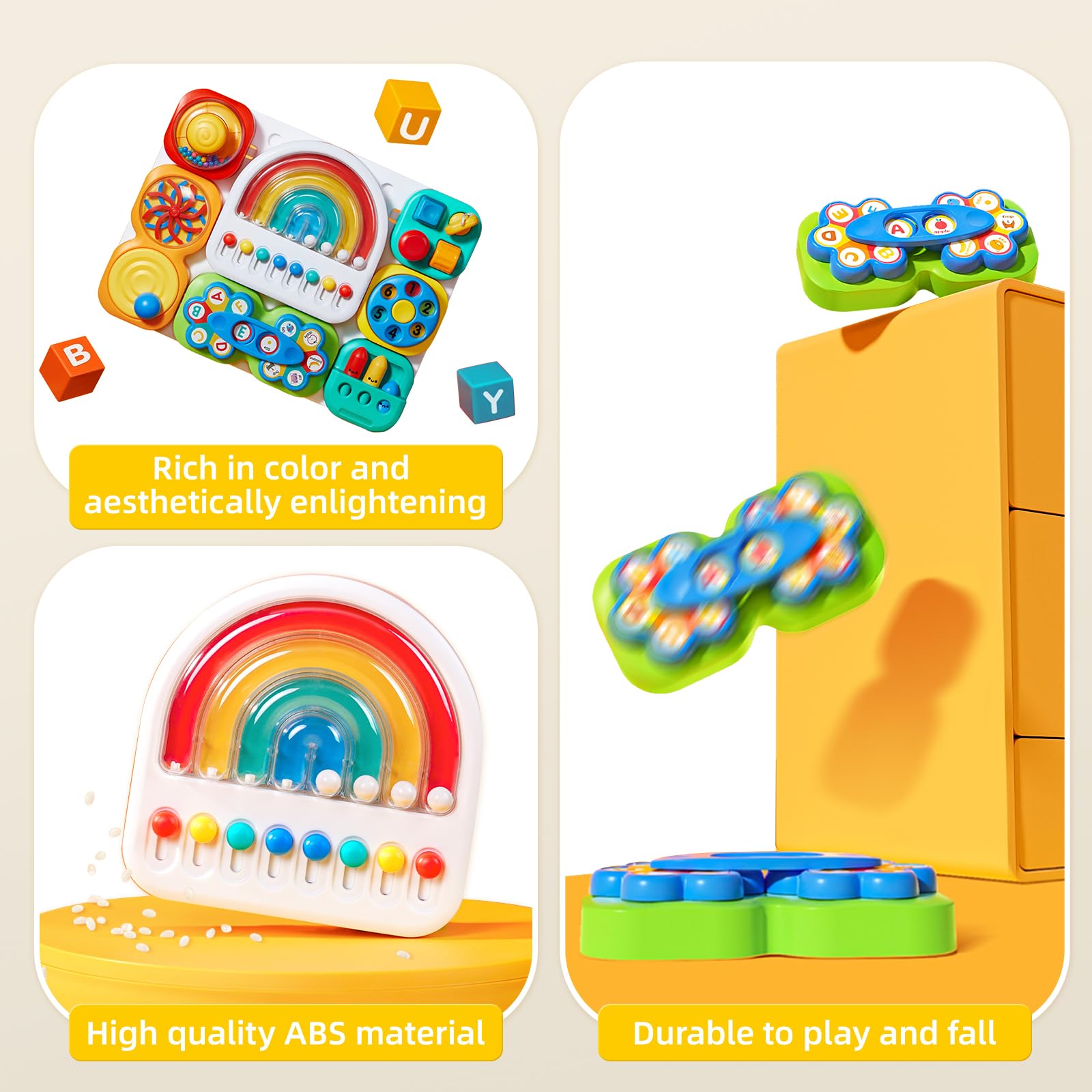 Auby Busy Board 3.0 Sensoriel Détachable 1-6 Ans : 7 Outils Portables Motricité Fine - Jeu Éducatif Assemblage Montessori