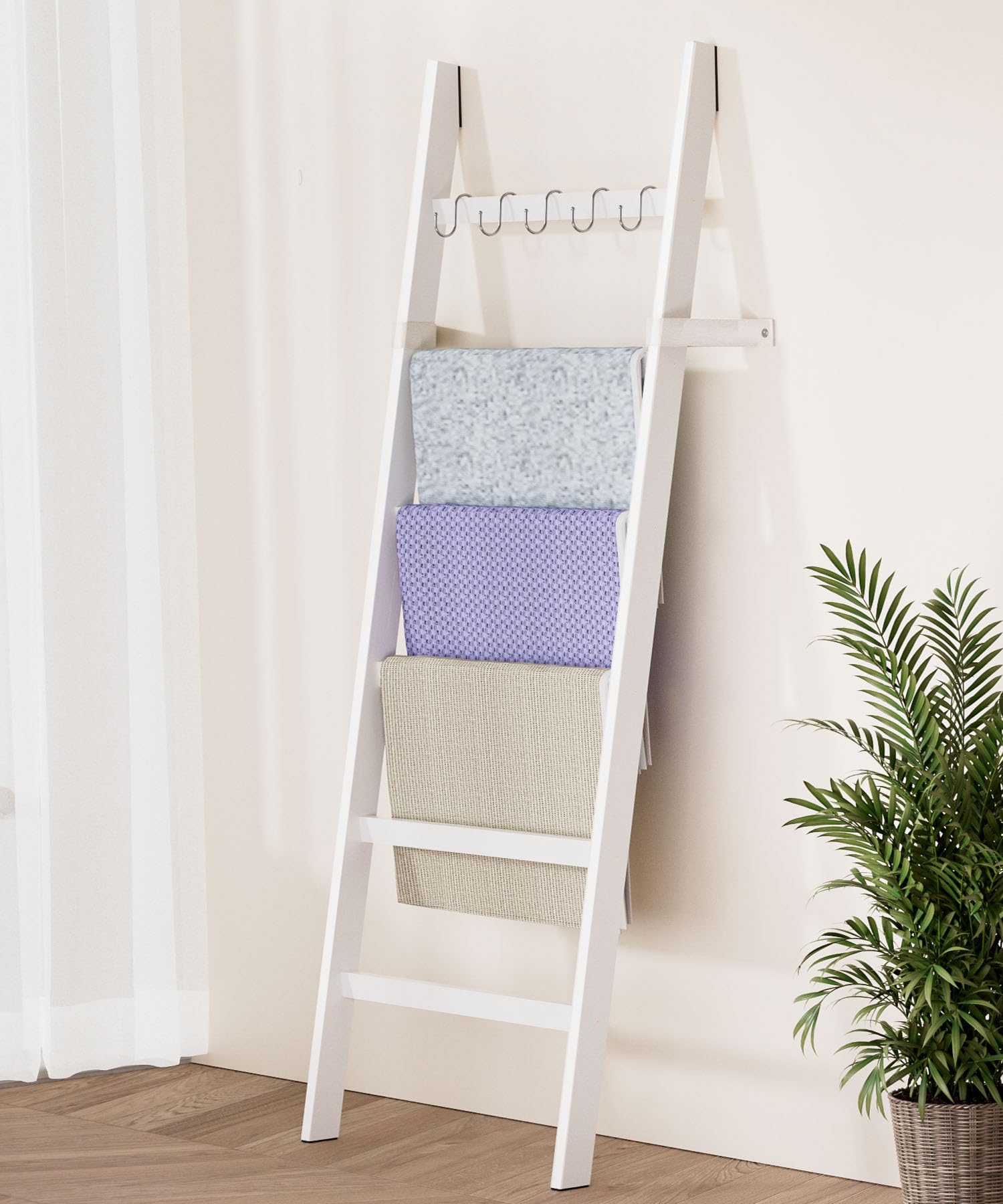 Box and beyond Handdoekrek voor de badkamer - decoratieve bamboe ladder - 5 droogstaven - 180 x 55 cm