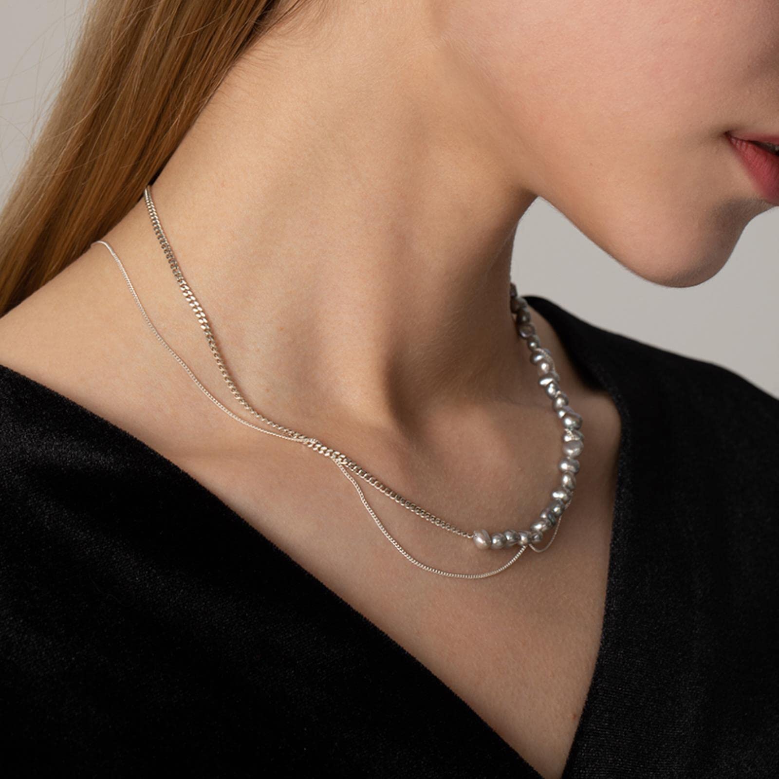 YXWYXWA Collar de Gargantilla de Perla barroca de 4-5 mm de 4-5 mm 925 Joyería de de Plata esterlina para Mujeres